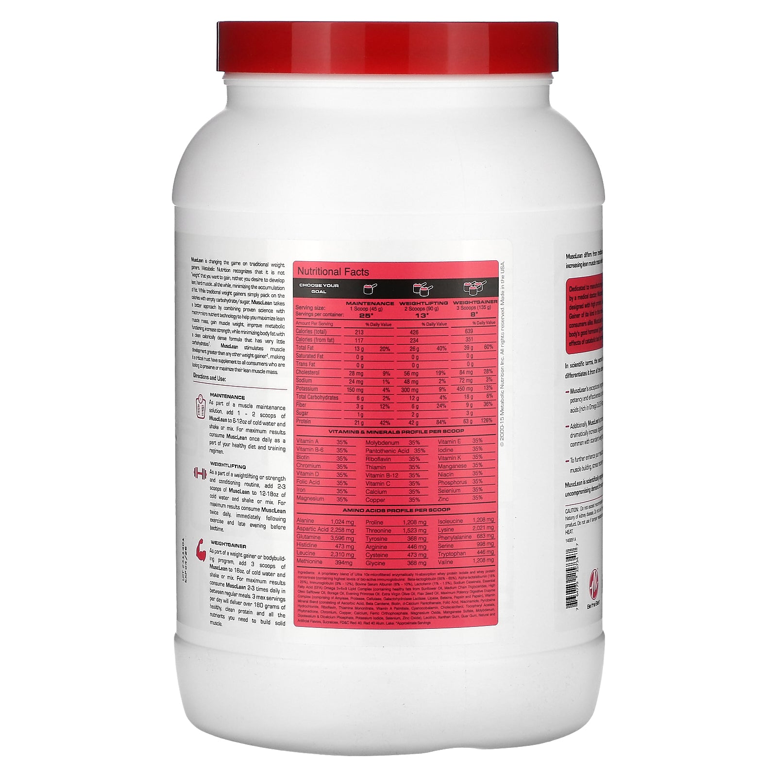 Foto 3 pulgar | Ganador De Peso Muscular Magro Metabolic Nutrition Musclean 1,13 Kg - Venta Internacional.
