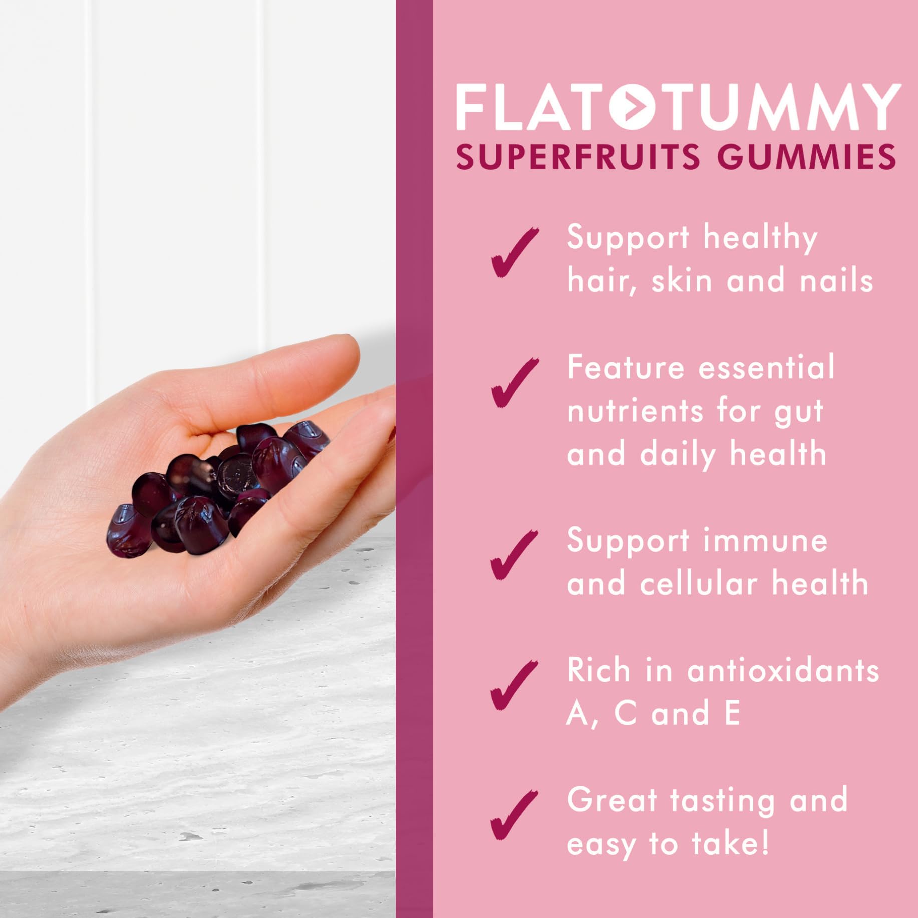 Foto 2 | Gomitas Supplement Flat Tummy Tea Superfruits, 60 Unidades - Venta Internacional.