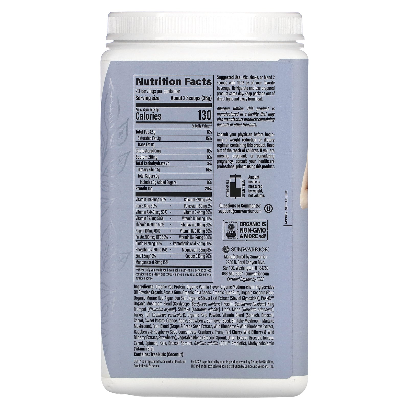 Foto 3 pulgar | Batido Proteico Sunwarrior Lean Superfood Vanilla 720g - Venta Internacional.