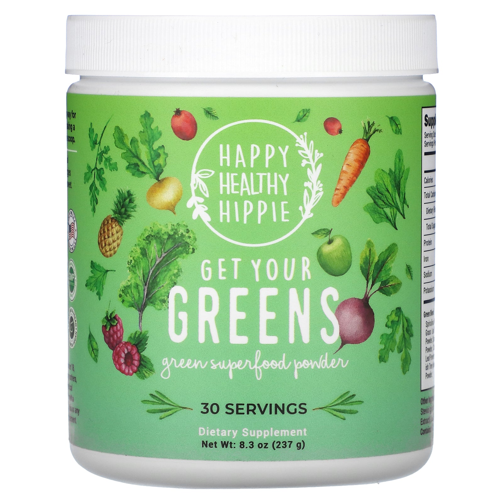 Foto 2 pulgar | Superalimento En Polvo Happy Healthy Hippie Get Your Greens 237 G - Venta Internacional.