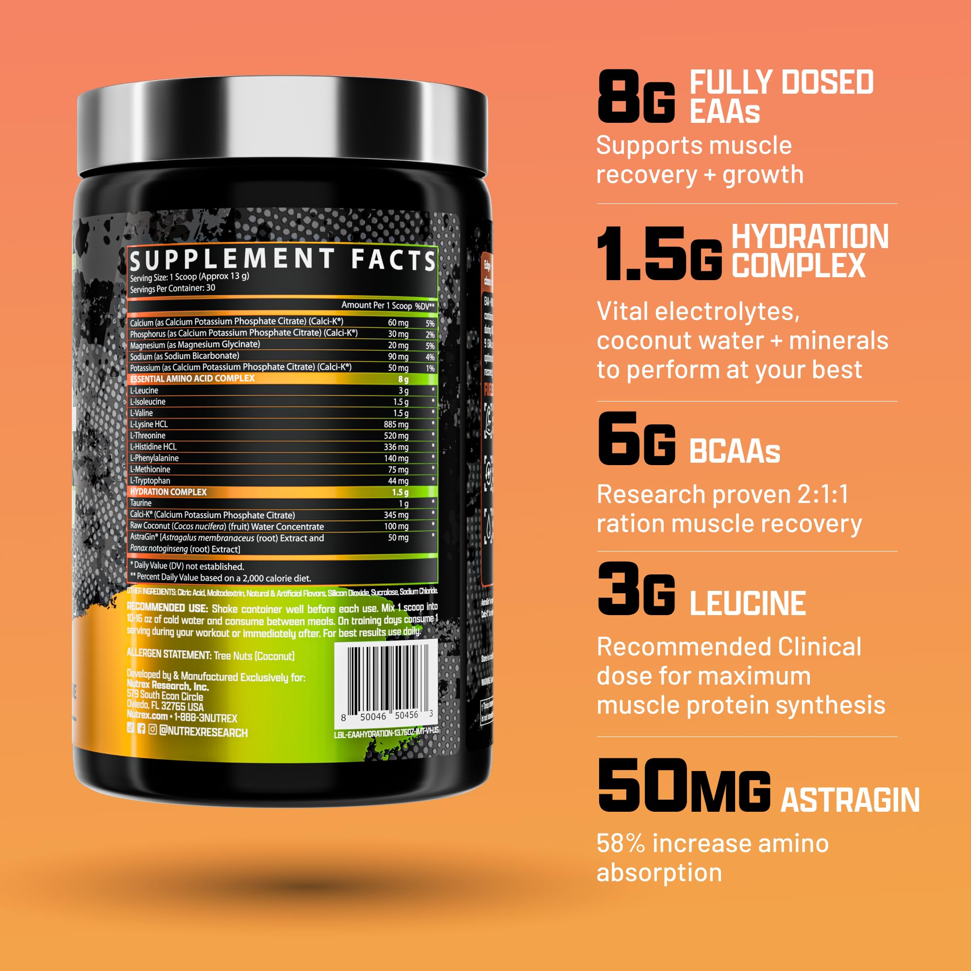 Foto 3 pulgar | Suplemento Nutrex Research Eaa Hydration Con Sabor A Mango, 30 Dosis - Venta Internacional.