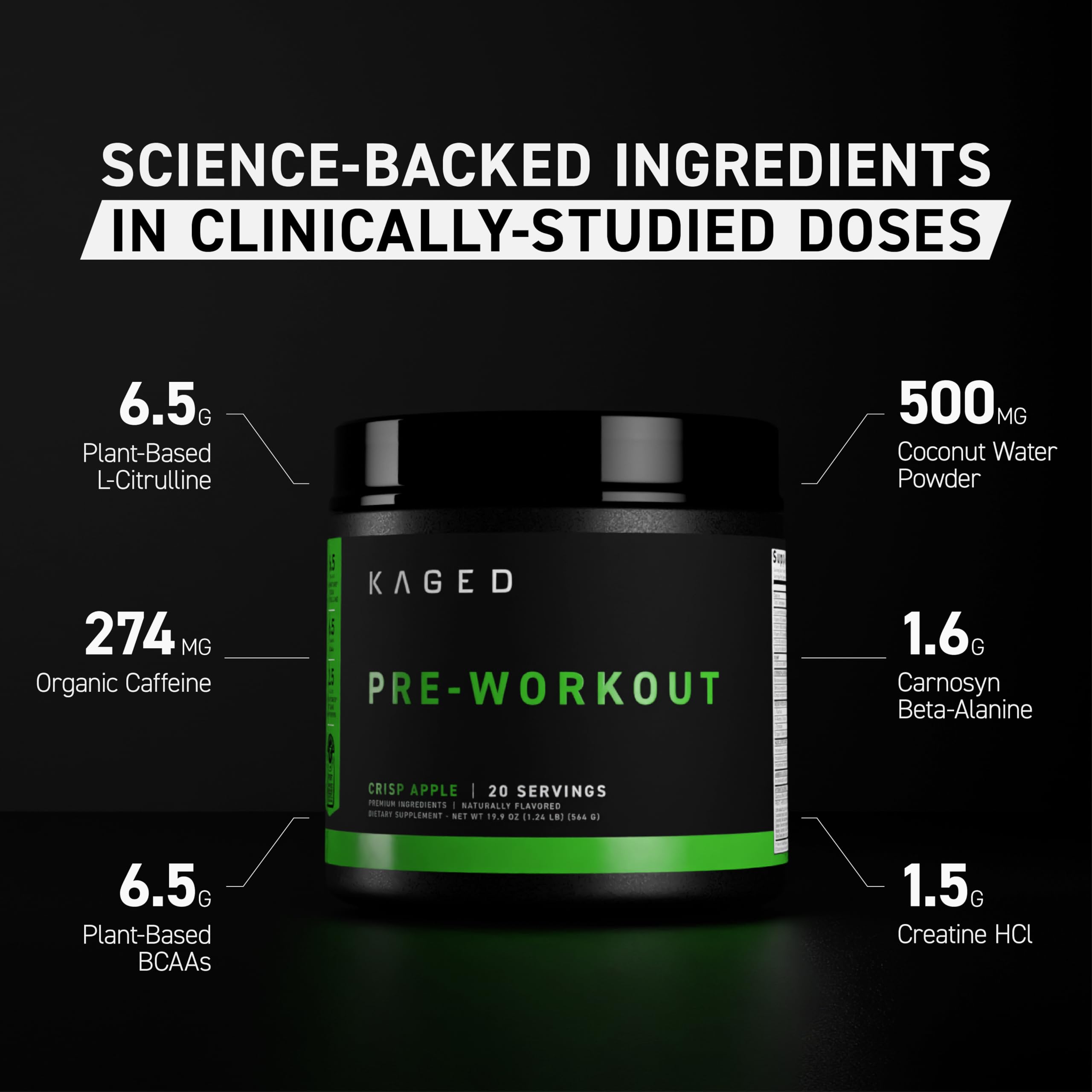 Foto 4 pulgar | Pre Workout Powder Kaged Original Pre-kaged Krisp Apple - Venta Internacional.
