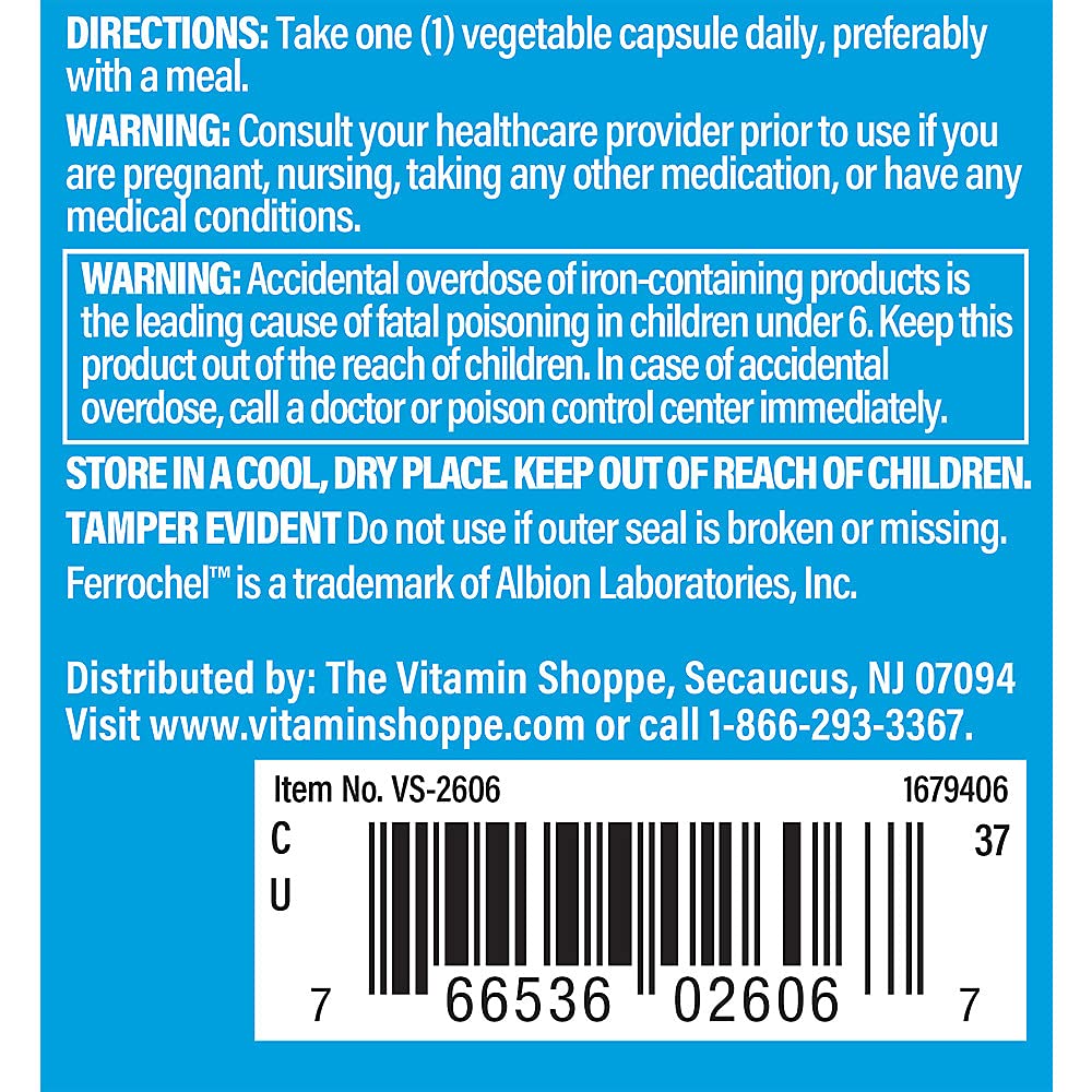 Foto 5 pulgar | Suplemento The Vitamin Shoppe Comfort Iron 25 Mg 90 Cápsulas - Venta Internacional.