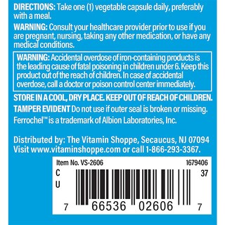 Foto 4 | Suplemento The Vitamin Shoppe Comfort Iron 25 Mg 90 Cápsulas - Venta Internacional.
