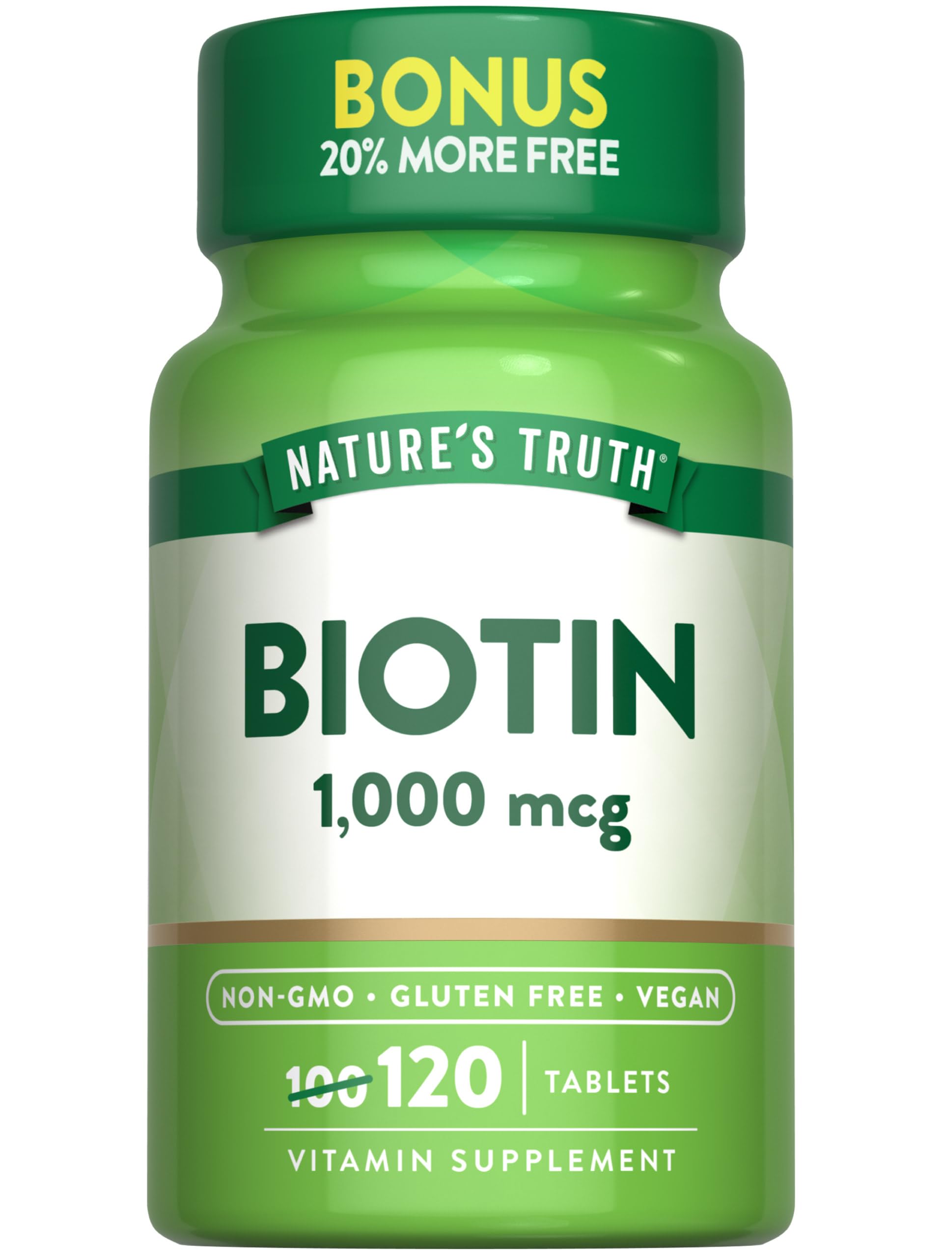 Foto 2 pulgar | Suplemento De Biotina Nature's Truth, 1000 Mcg, 120 Tabletas - Venta Internacional.