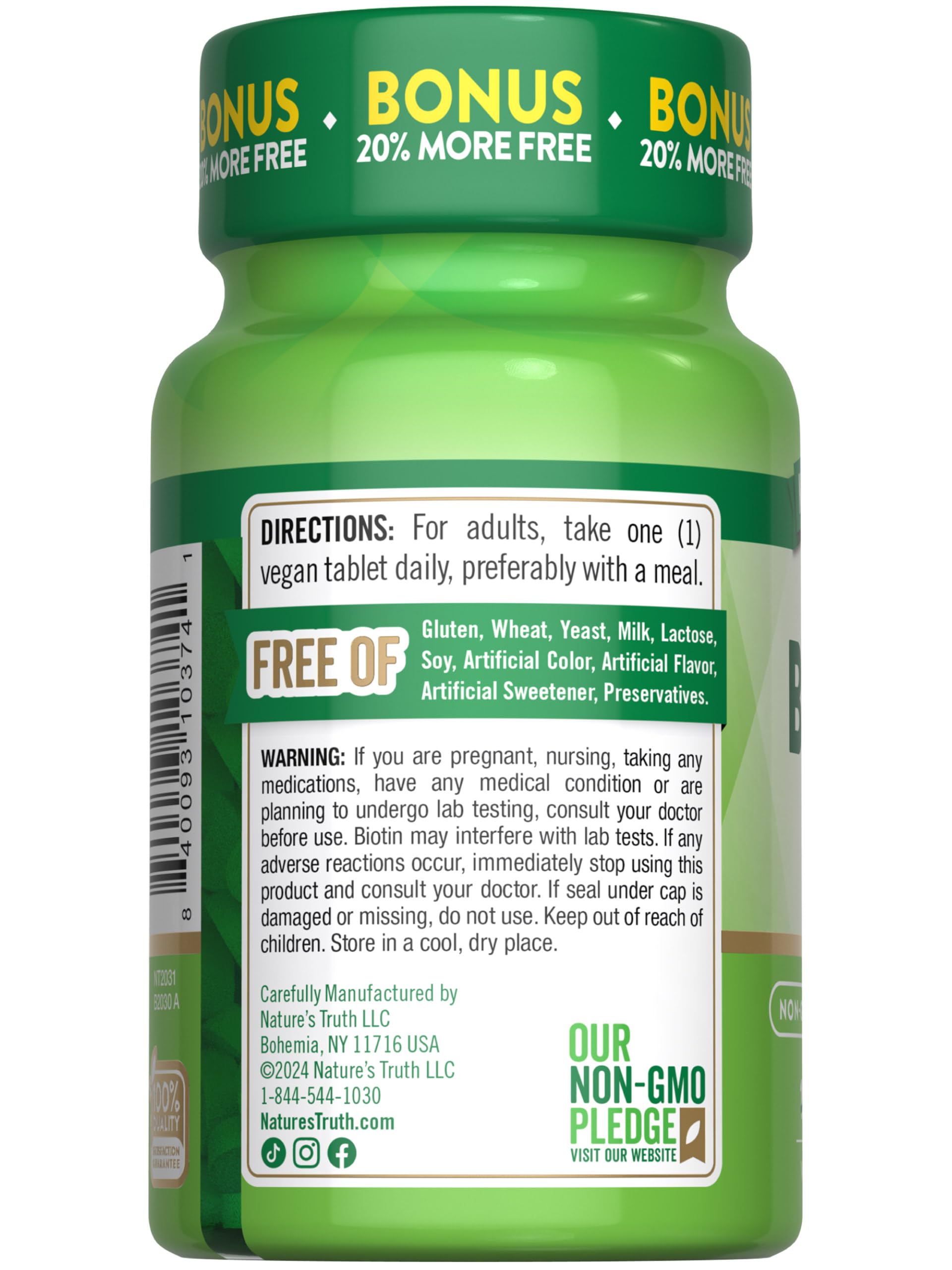 Foto 8 pulgar | Suplemento De Biotina Nature's Truth, 1000 Mcg, 120 Tabletas - Venta Internacional.