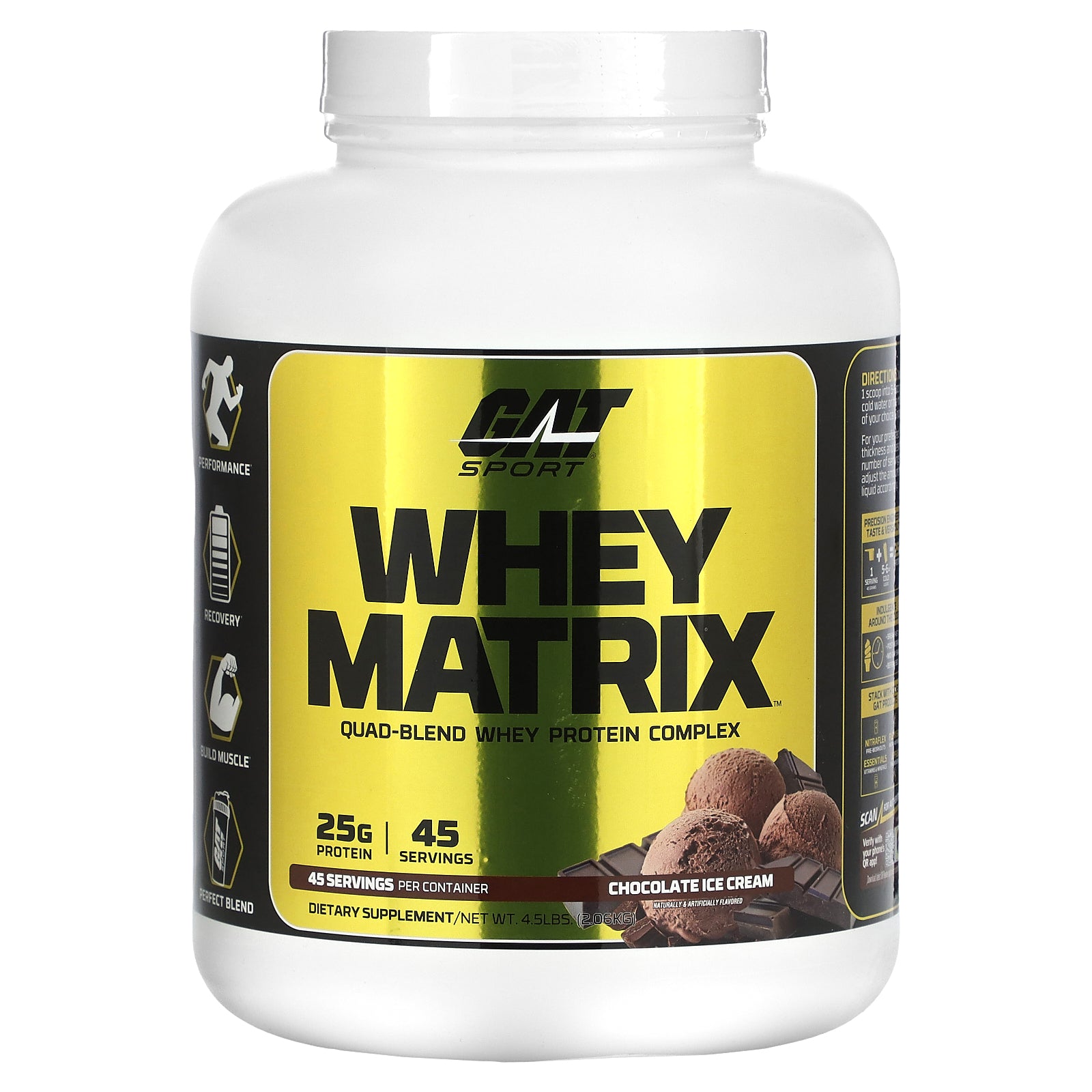 Foto 1 | Proteína En Polvo Gat Whey Matrix Quad-blend Chocolate 2,06 Kg - Venta Internacional.