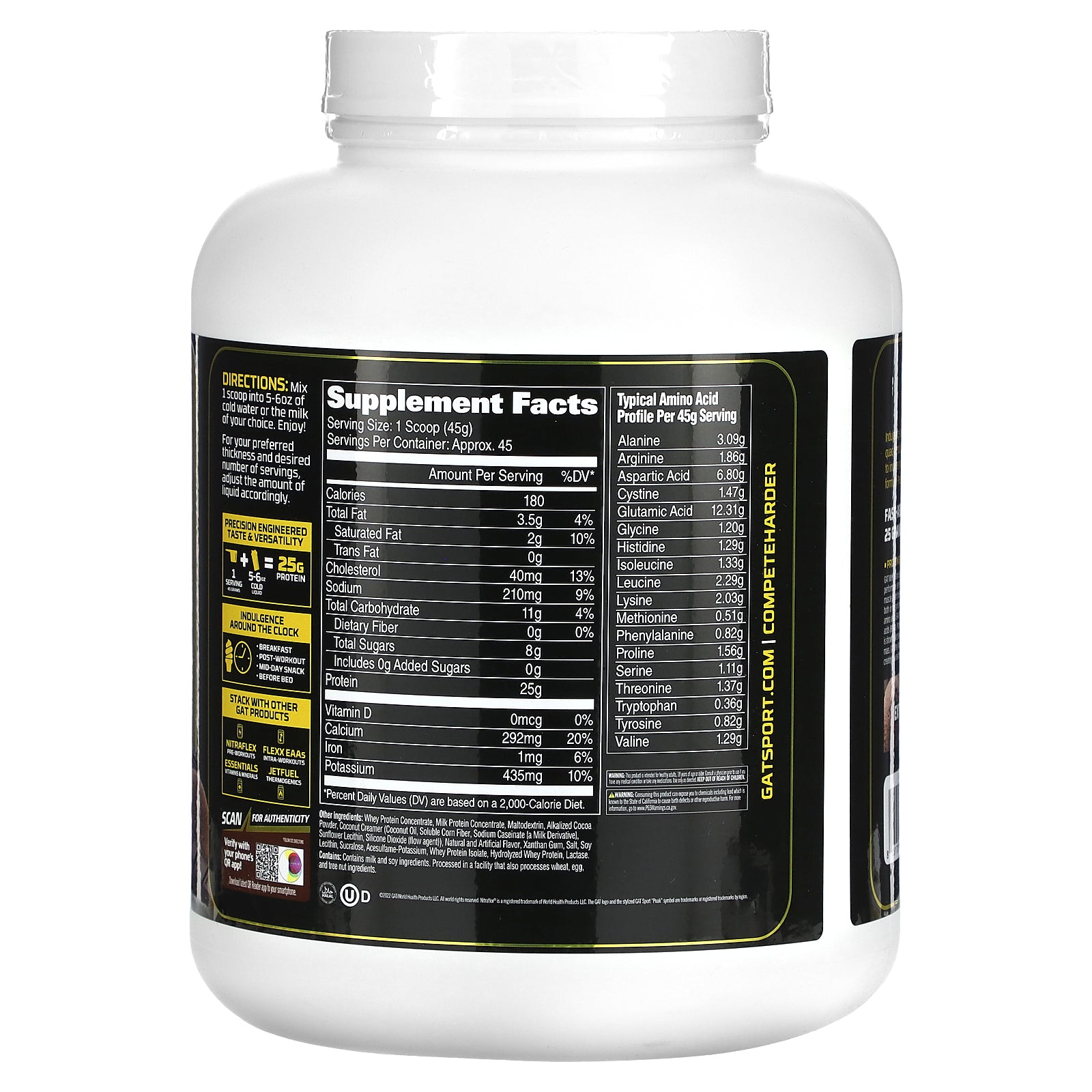 Foto 3 pulgar | Proteína En Polvo Gat Whey Matrix Quad-blend Chocolate 2,06 Kg - Venta Internacional.