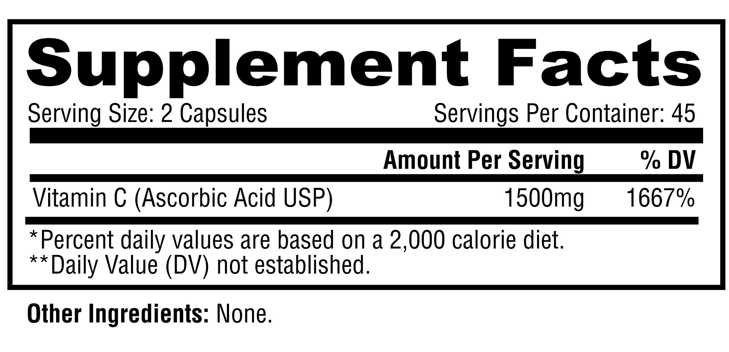 Foto 4 pulgar | Vitamina C Metabolic Nutrition 1500 Mg De Ácido Ascórbico 90 Cápsulas - Venta Internacional.