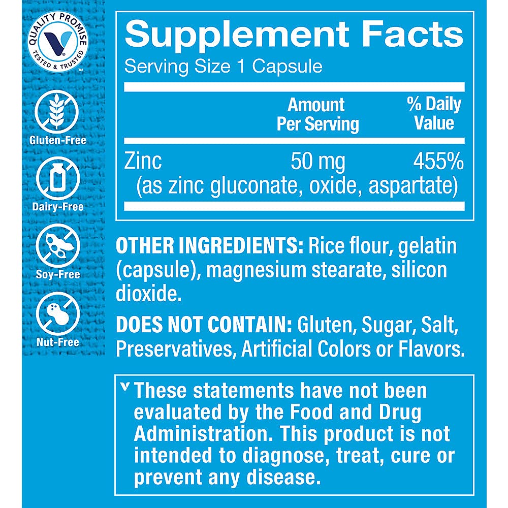 Foto 4 pulgar | Suplemento The Vitamin Shoppe Zinc 50 Mg 200 Cápsulas - Venta Internacional.
