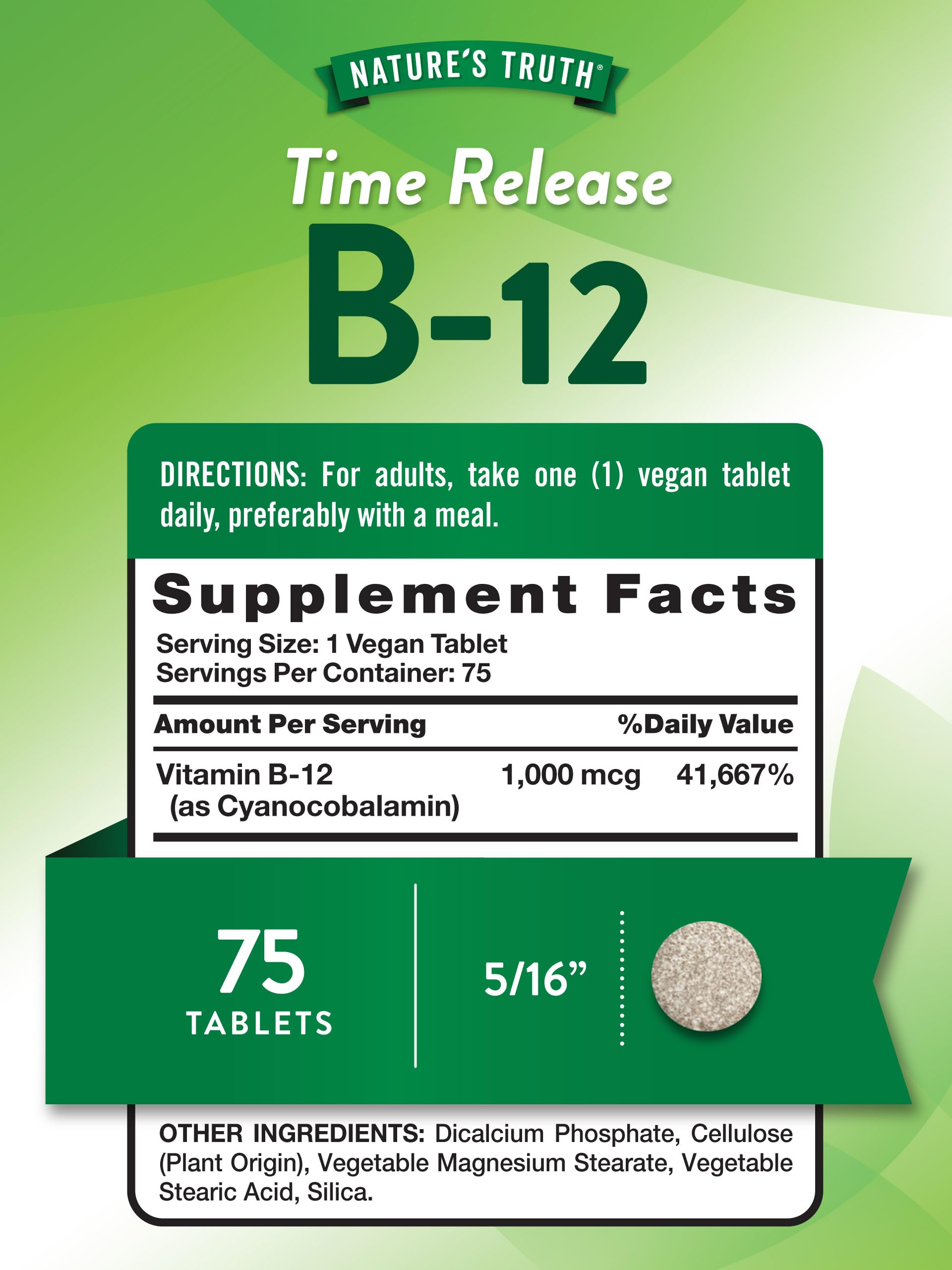 Foto 2 | Suplemento De Vitamina B12 De Nature's Truth, 1000 Mcg, 75 Tabletas - Venta Internacional.