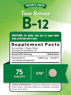 Foto 2 | Suplemento De Vitamina B12 De Nature's Truth, 1000 Mcg, 75 Tabletas - Venta Internacional.