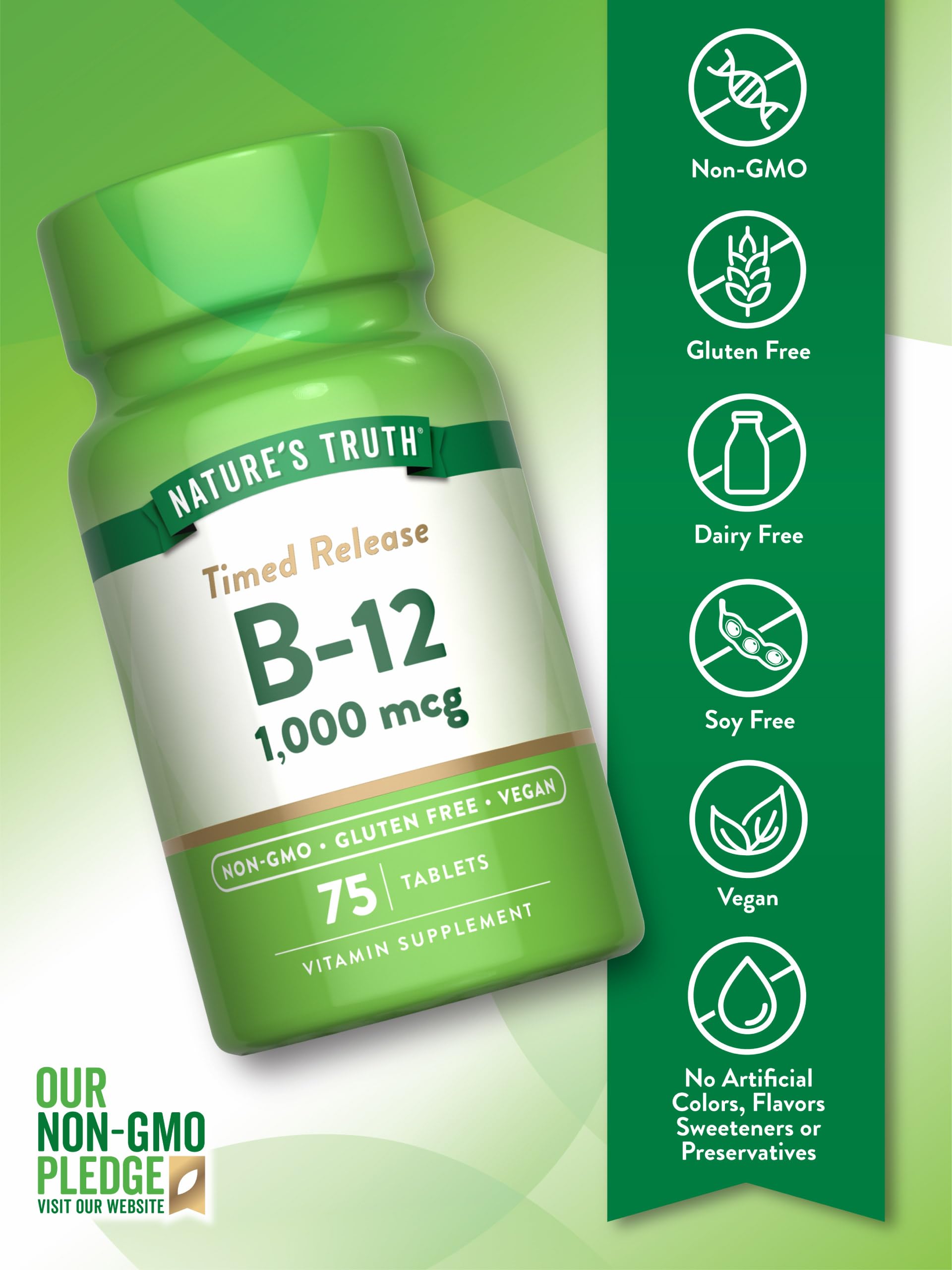 Foto 3 | Suplemento De Vitamina B12 De Nature's Truth, 1000 Mcg, 75 Tabletas - Venta Internacional.