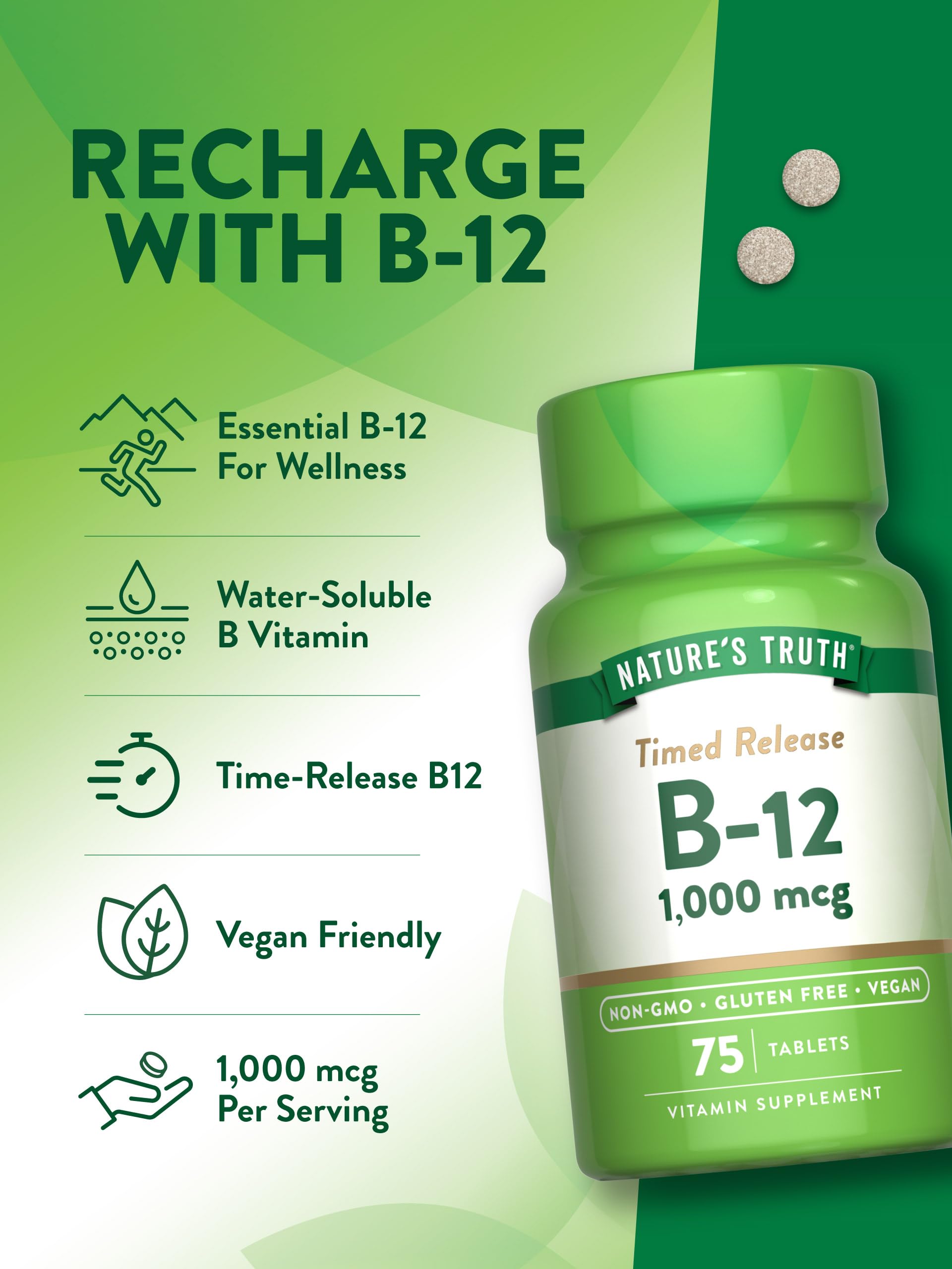 Foto 6 pulgar | Suplemento De Vitamina B12 De Nature's Truth, 1000 Mcg, 75 Tabletas - Venta Internacional.