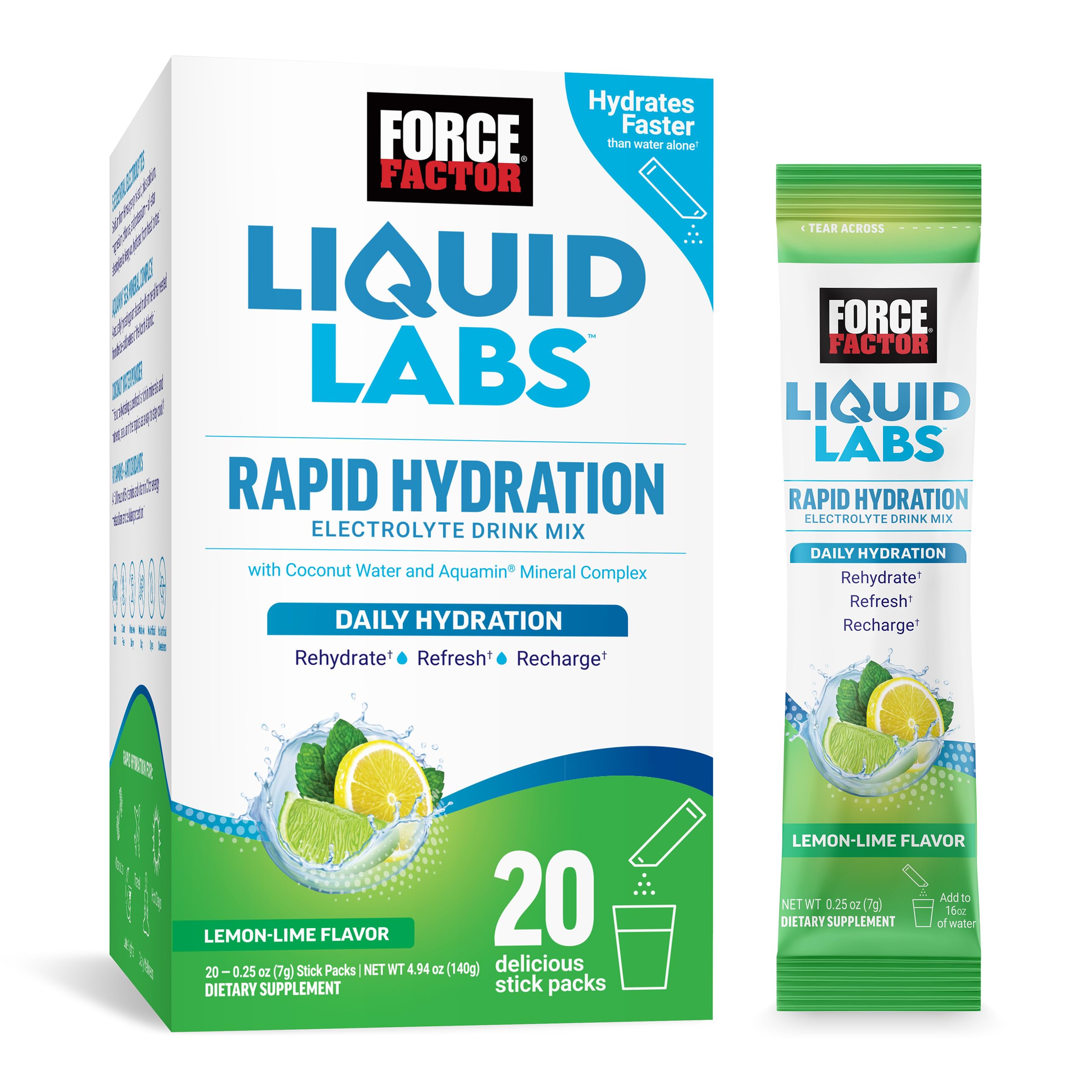 Foto 2 pulgar | Paquetes De Electrolitos En Polvo Force Factor Liquid Labs Lemon Lime - Venta Internacional.