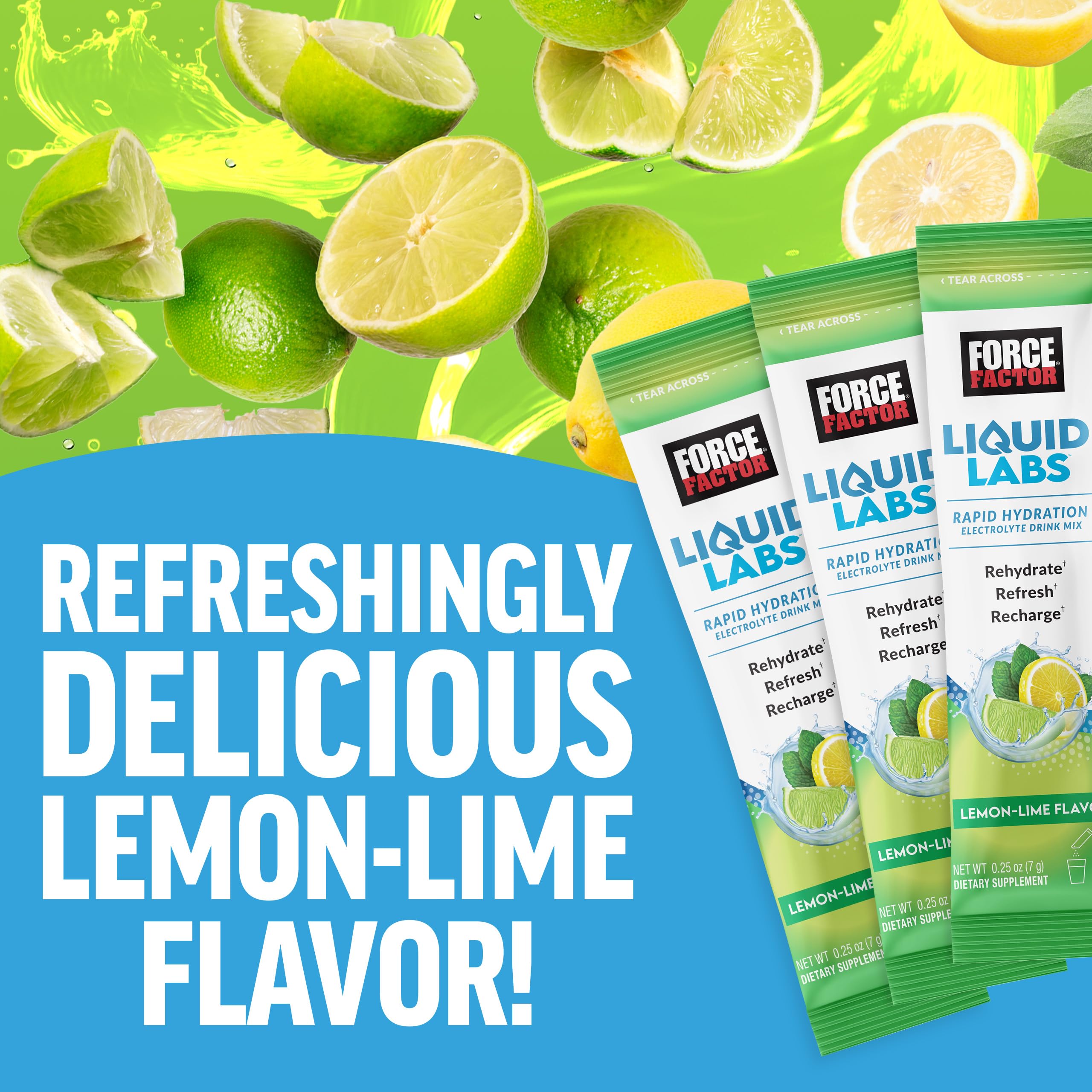 Foto 4 pulgar | Paquetes De Electrolitos En Polvo Force Factor Liquid Labs Lemon Lime - Venta Internacional.