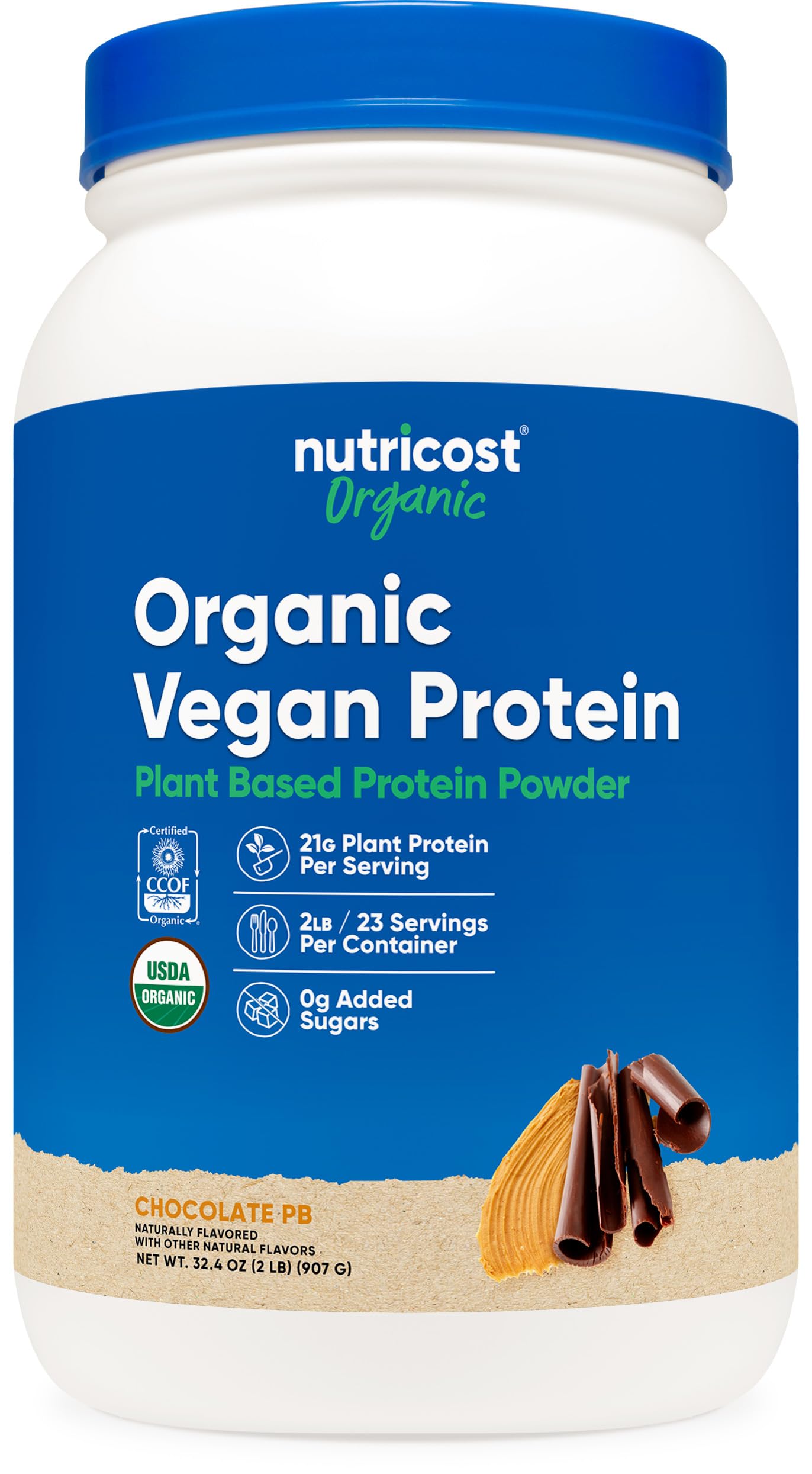 Foto 2 pulgar | Proteína En Polvo Nutricost Organic Vegan Chocolate Cacahuete 907 G - Venta Internacional.