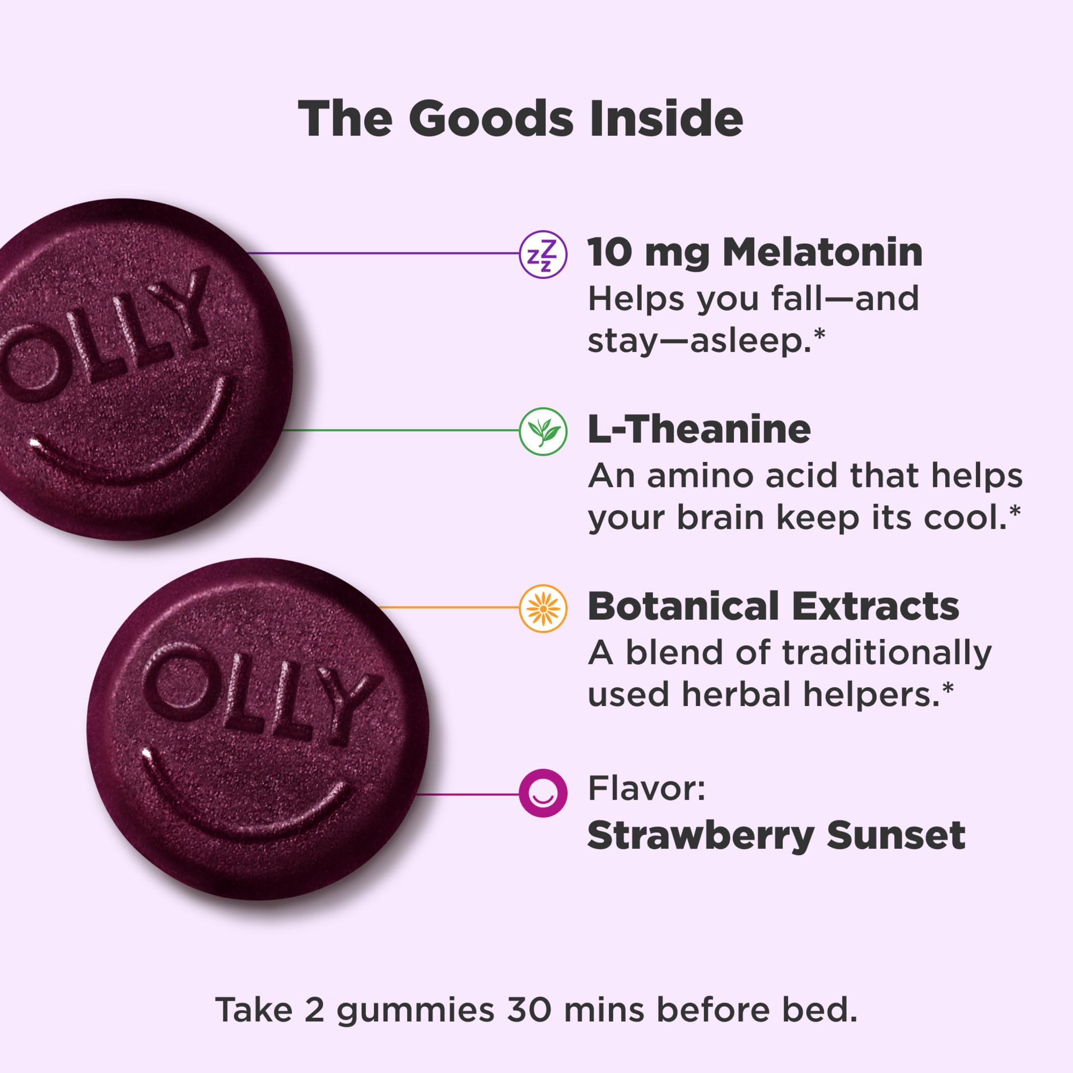 Foto 3 pulgar | Goma Para Dormir Olly Max Strength Con 10 Mg De Melatonina, 70 Unidades - Venta Internacional.