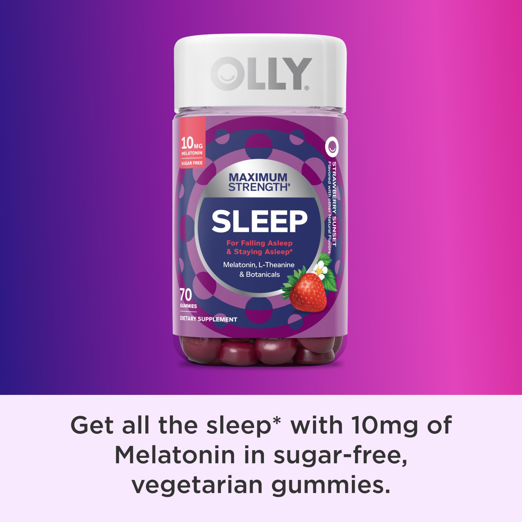 Foto 6 pulgar | Goma Para Dormir Olly Max Strength Con 10 Mg De Melatonina, 70 Unidades - Venta Internacional.