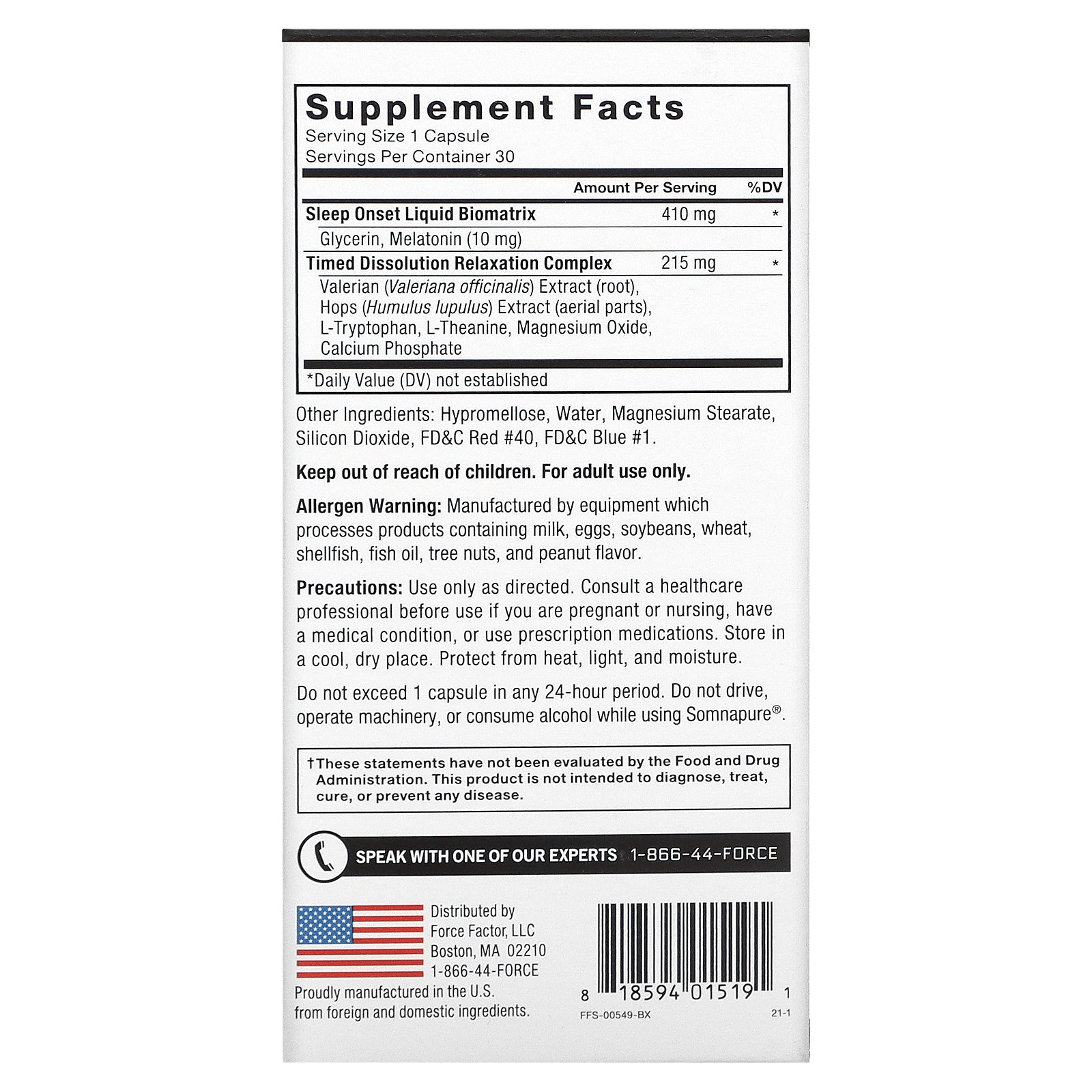 Foto 3 pulgar | Suplemento Force Factor Somnapure Time Release Melatonina 10 Mg - Venta Internacional.