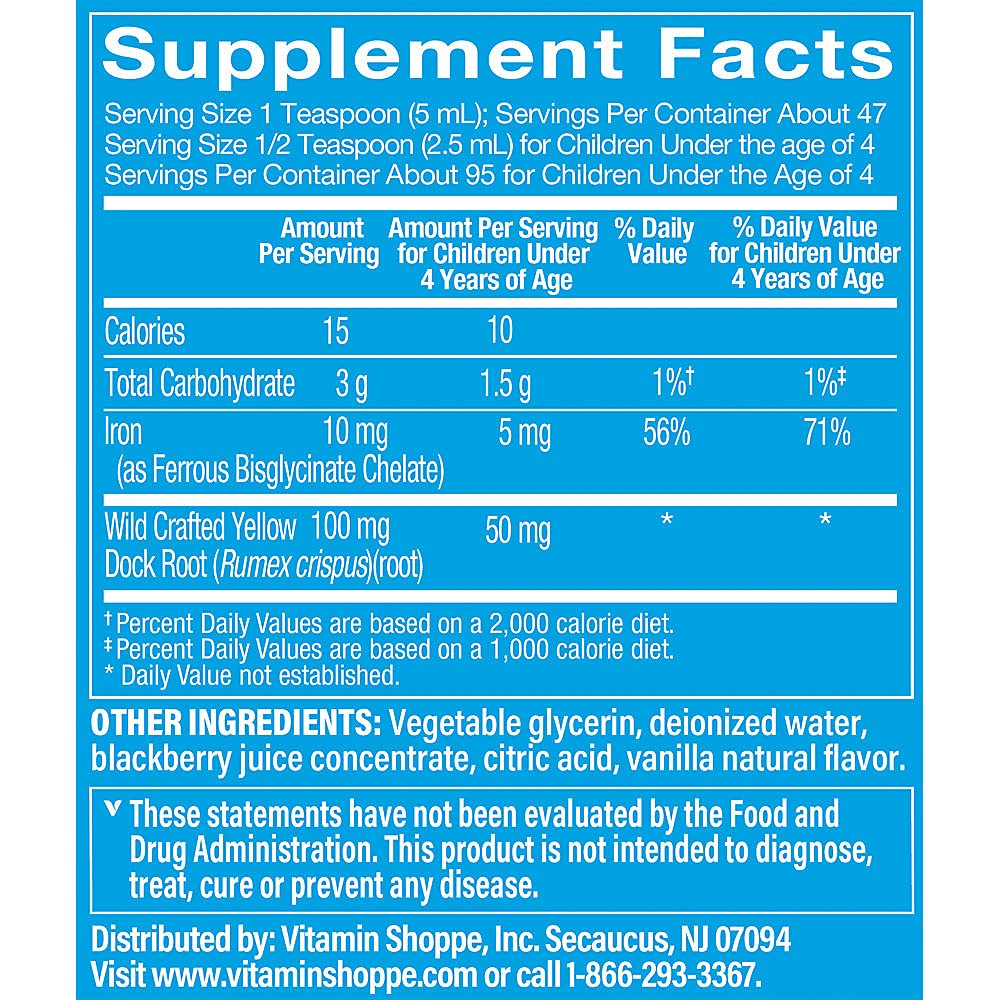 Foto 5 pulgar | Hierro Líquido The Vitamin Shoppe Blackberry Vanilla 240 Ml - Venta Internacional.
