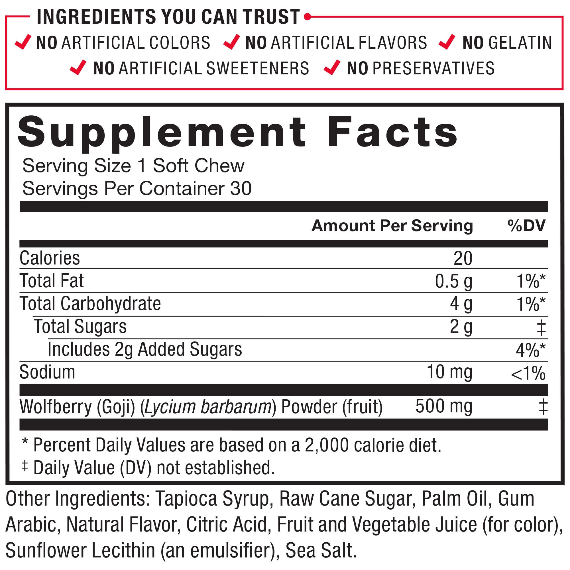 Foto 5 pulgar | Supplement Force Factor Goji Berry Soft Chews 30 Masticables Blandos - Venta Internacional.