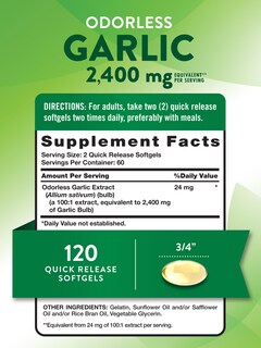 Foto 2 | Suplemento Nature's Truth, Ajo Inodoro, 2400 Mg, 120 Cápsulas Blandas - Venta Internacional.