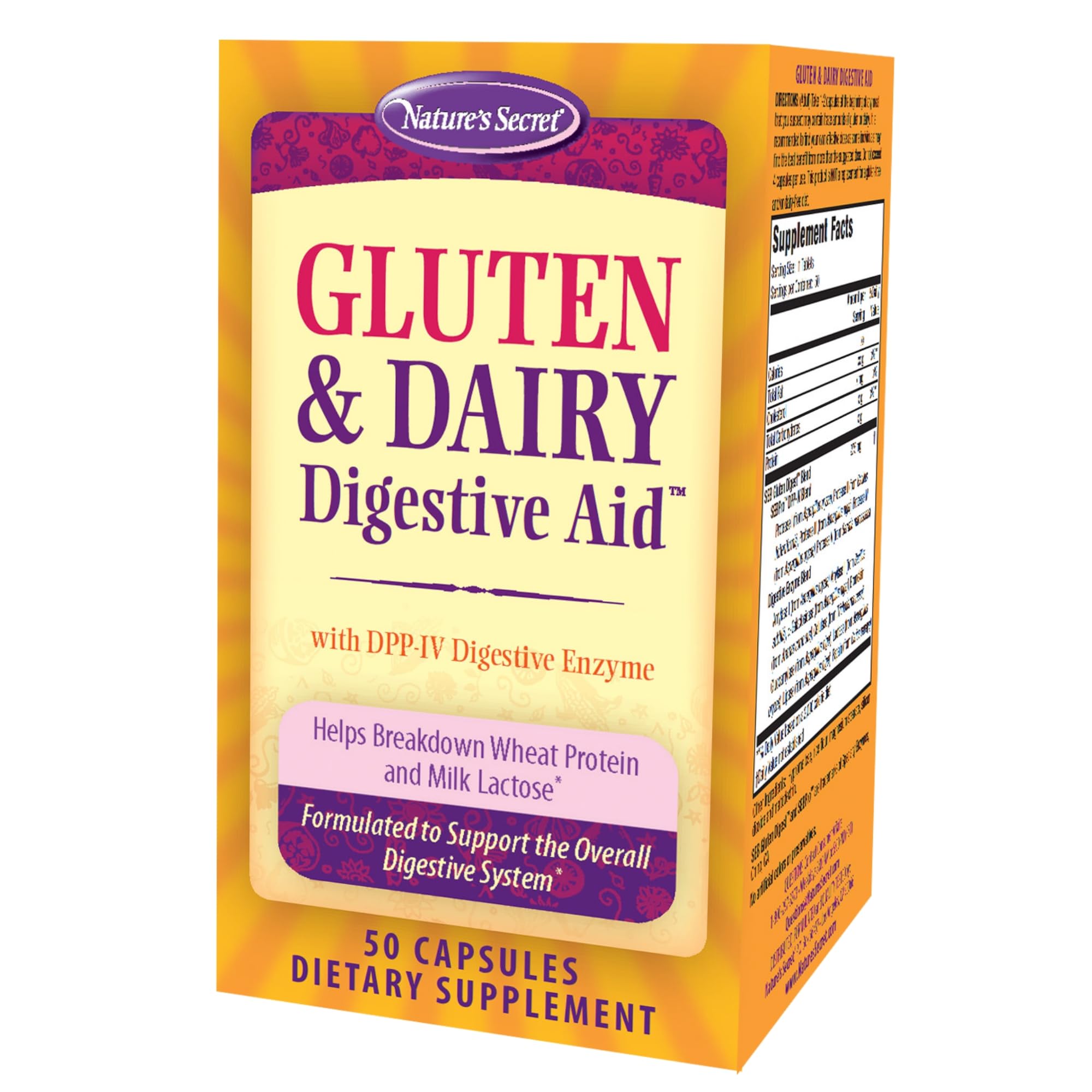 Foto 1 | Suplemento Nature's Secret Para Ayudar A La Digestión Con Gluten Y Productos Lácteos, 50 Cápsulas - Venta Internacion
