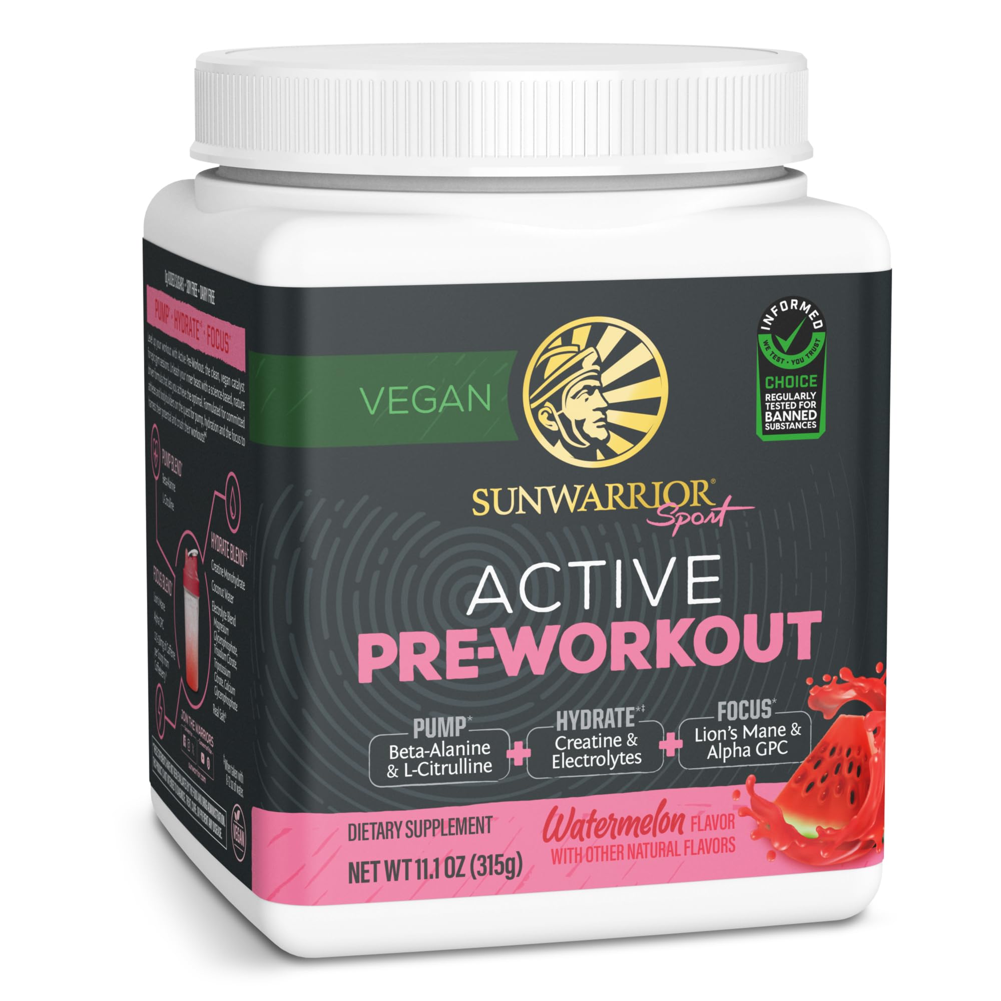Foto 2 pulgar | Bebida Energética Sunwarrior Active Watermelon Para Antes Del Entrenamiento, 30 Raciones - Venta Internacional.