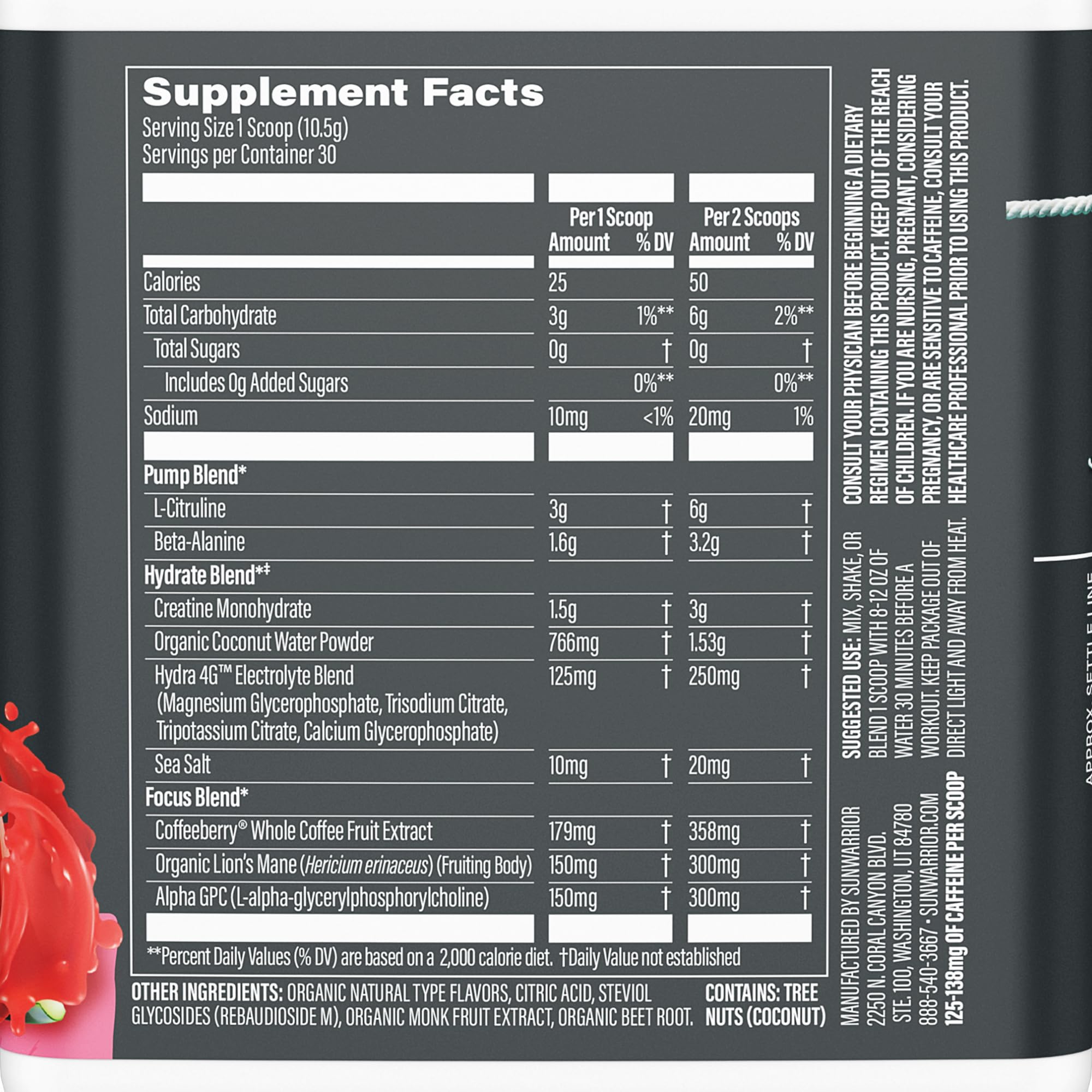 Foto 2 | Bebida Energética Sunwarrior Active Watermelon Para Antes Del Entrenamiento, 30 Raciones - Venta Internacional.