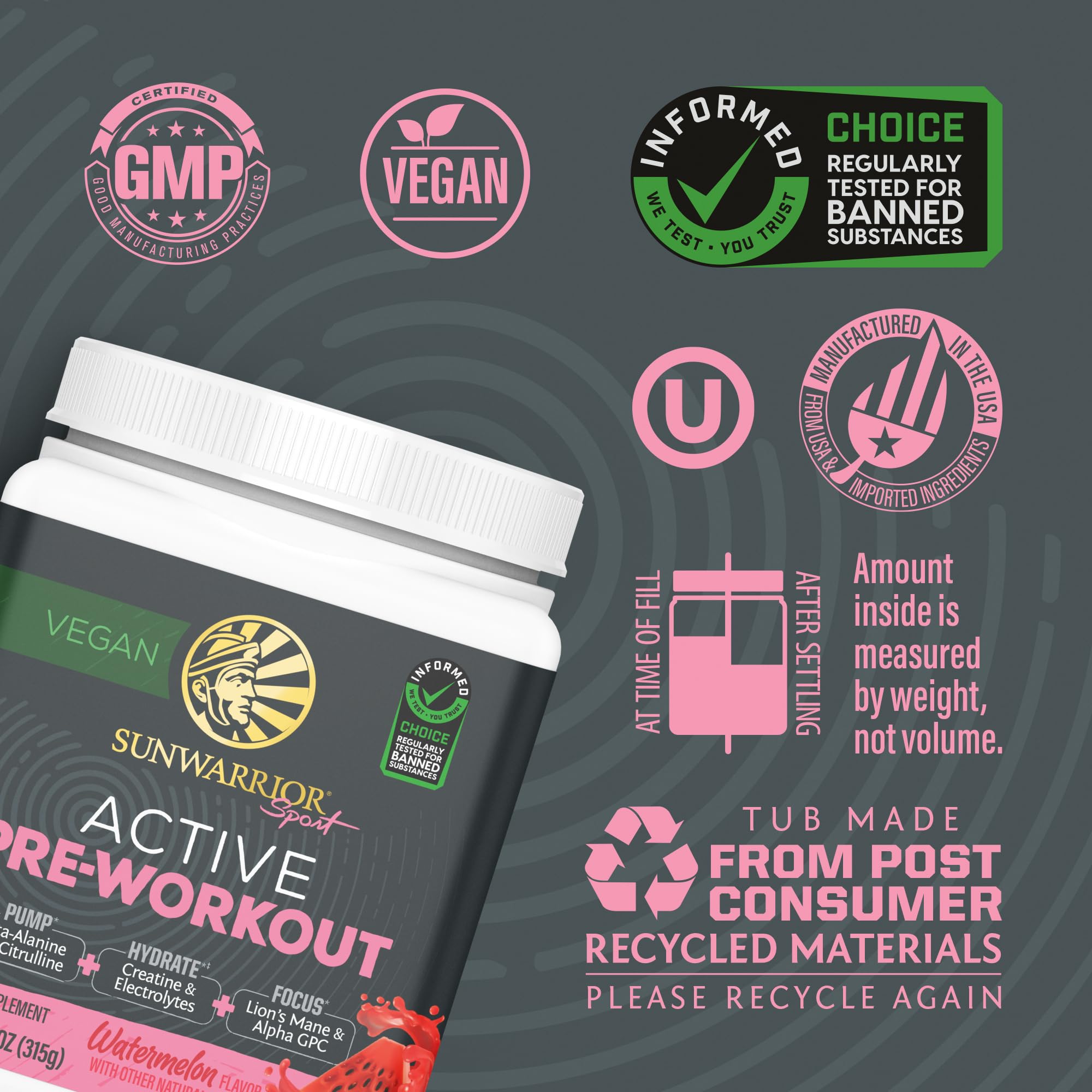 Foto 4 pulgar | Bebida Energética Sunwarrior Active Watermelon Para Antes Del Entrenamiento, 30 Raciones - Venta Internacional.