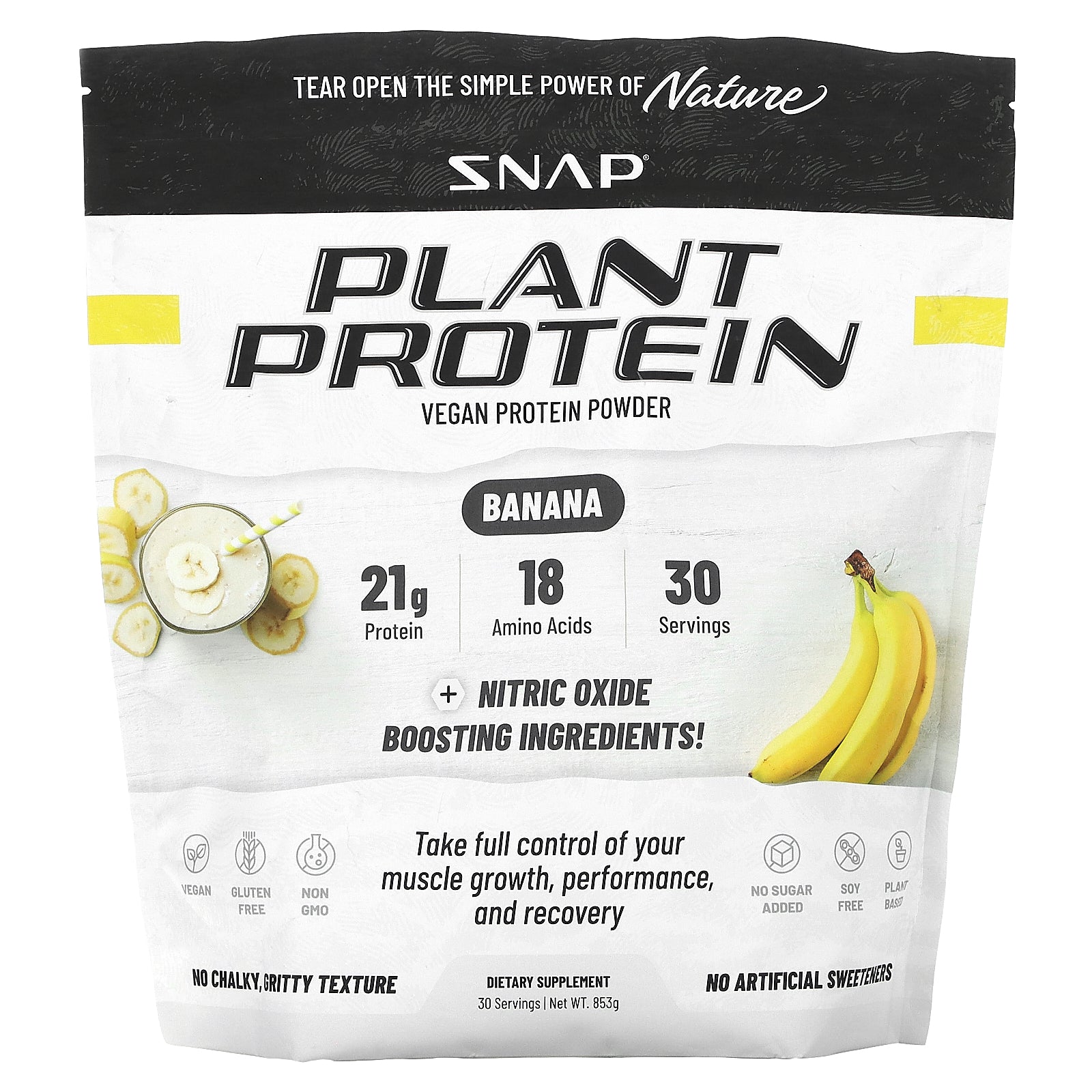 Foto 2 pulgar | Proteína En Polvo Snap Supplements Plant Vegan Banana 853 G - Venta Internacional.