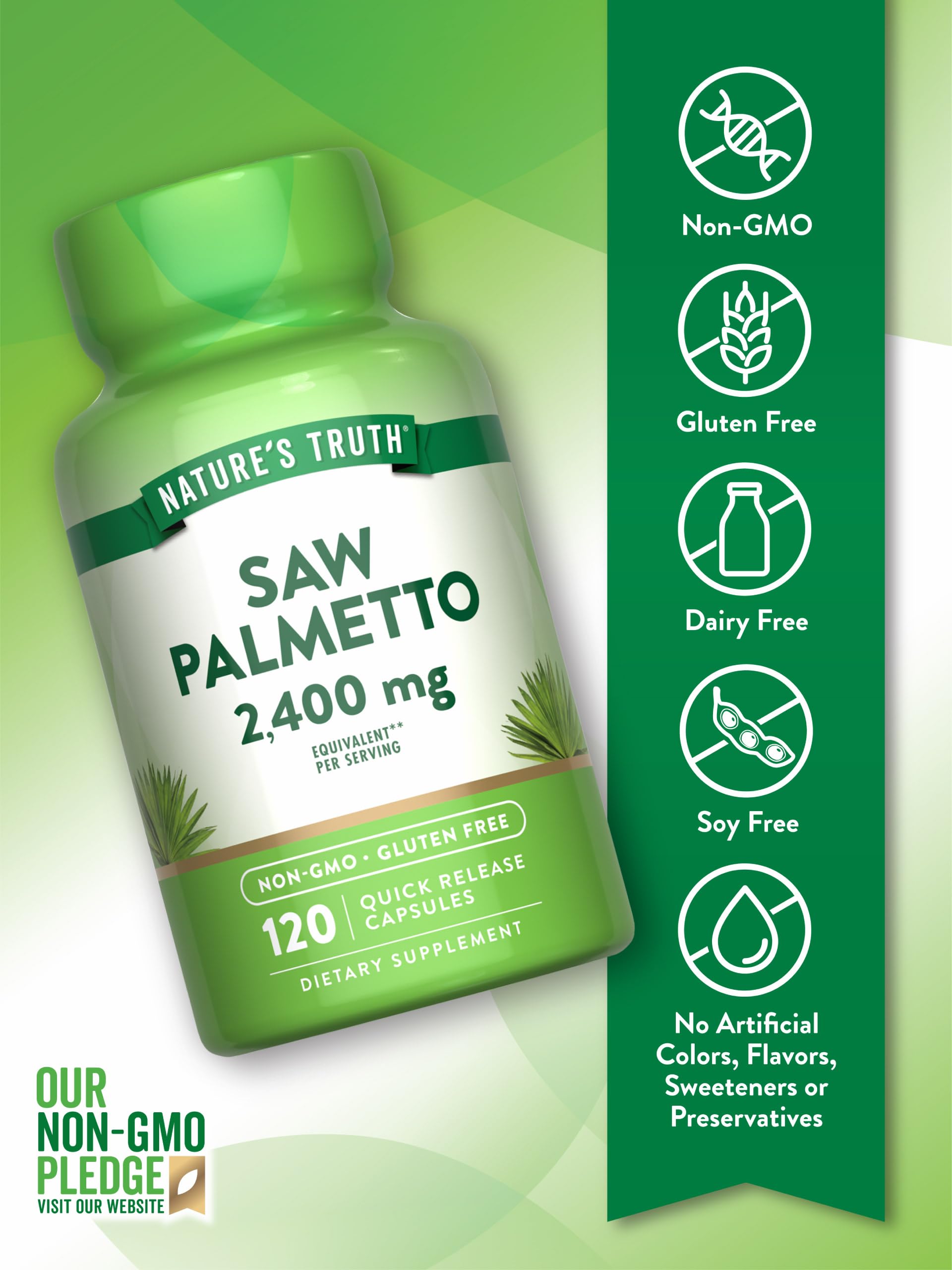 Foto 4 pulgar | Suplemento De Extracto De Palma Enana Americana De Nature's Truth 2400 Mg 120 Cápsulas - Venta Internacional.