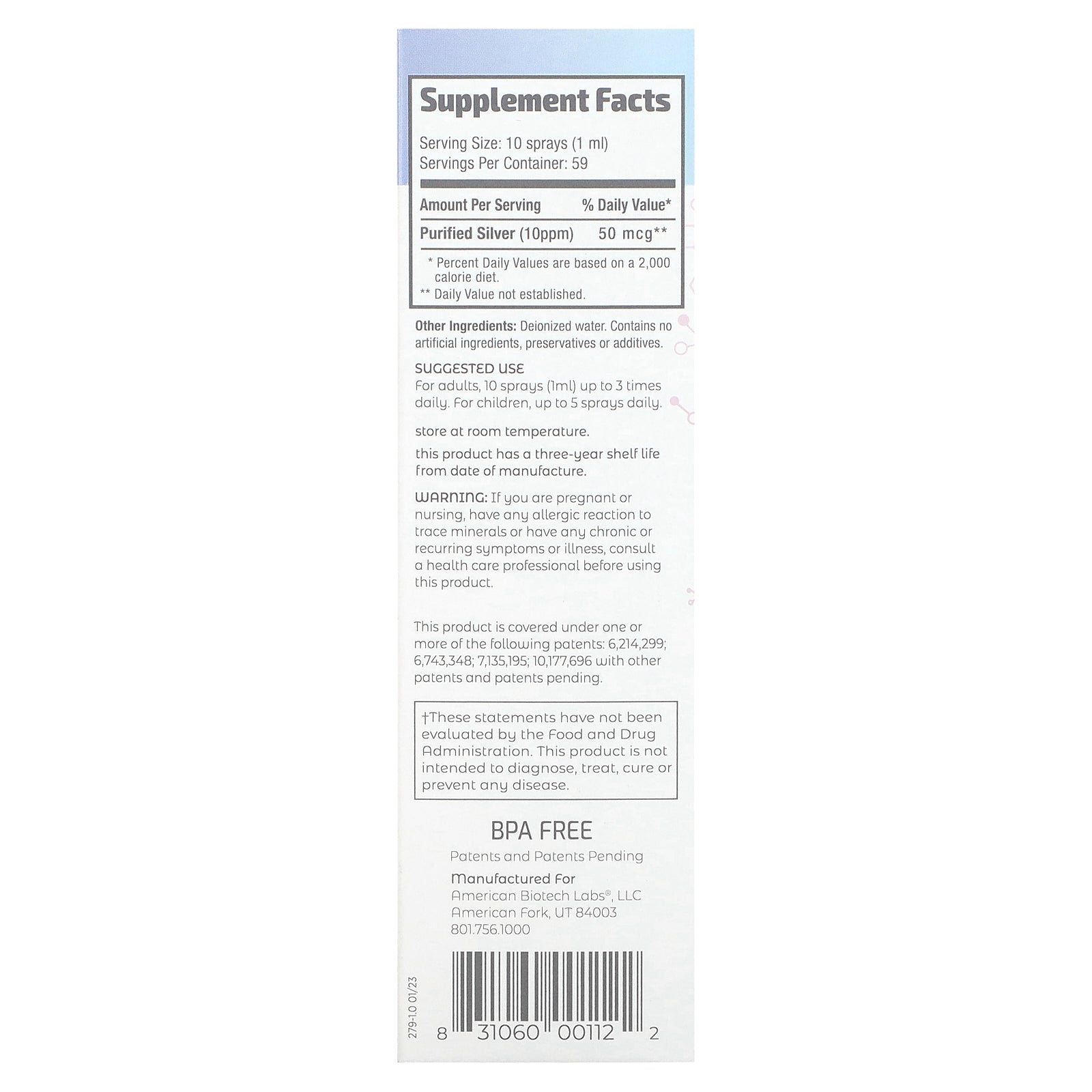 Foto 3 pulgar | Suplemento Silver Biotics De American Biotech Labs, 10 Ppm, 60 Ml - Venta Internacional.