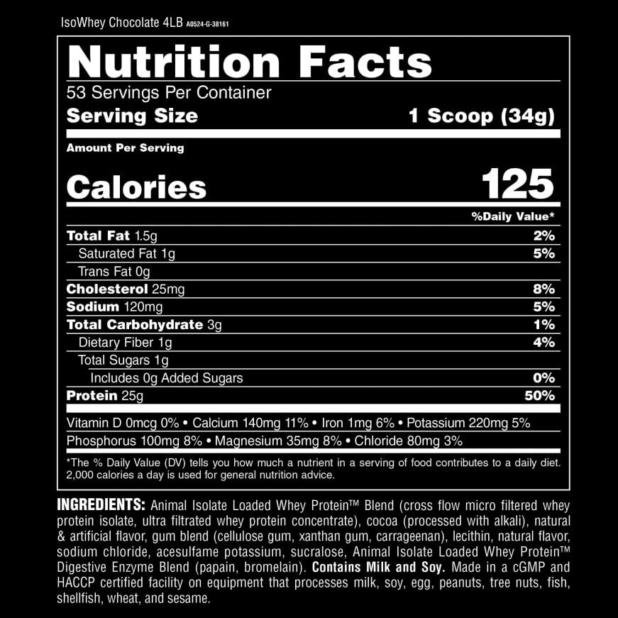 Foto 8 pulgar | Proteína En Polvo Animal Whey Isolate, 4 Libras, Sabor A Chocolate - Venta Internacional.