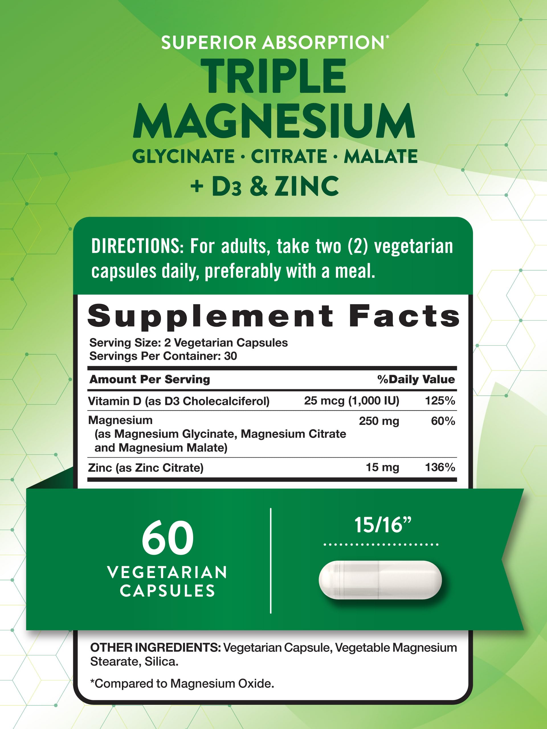 Foto 2 | Suplemento Nature's Truth Triple Magnesio Complex 60 Cápsulas - Venta Internacional.