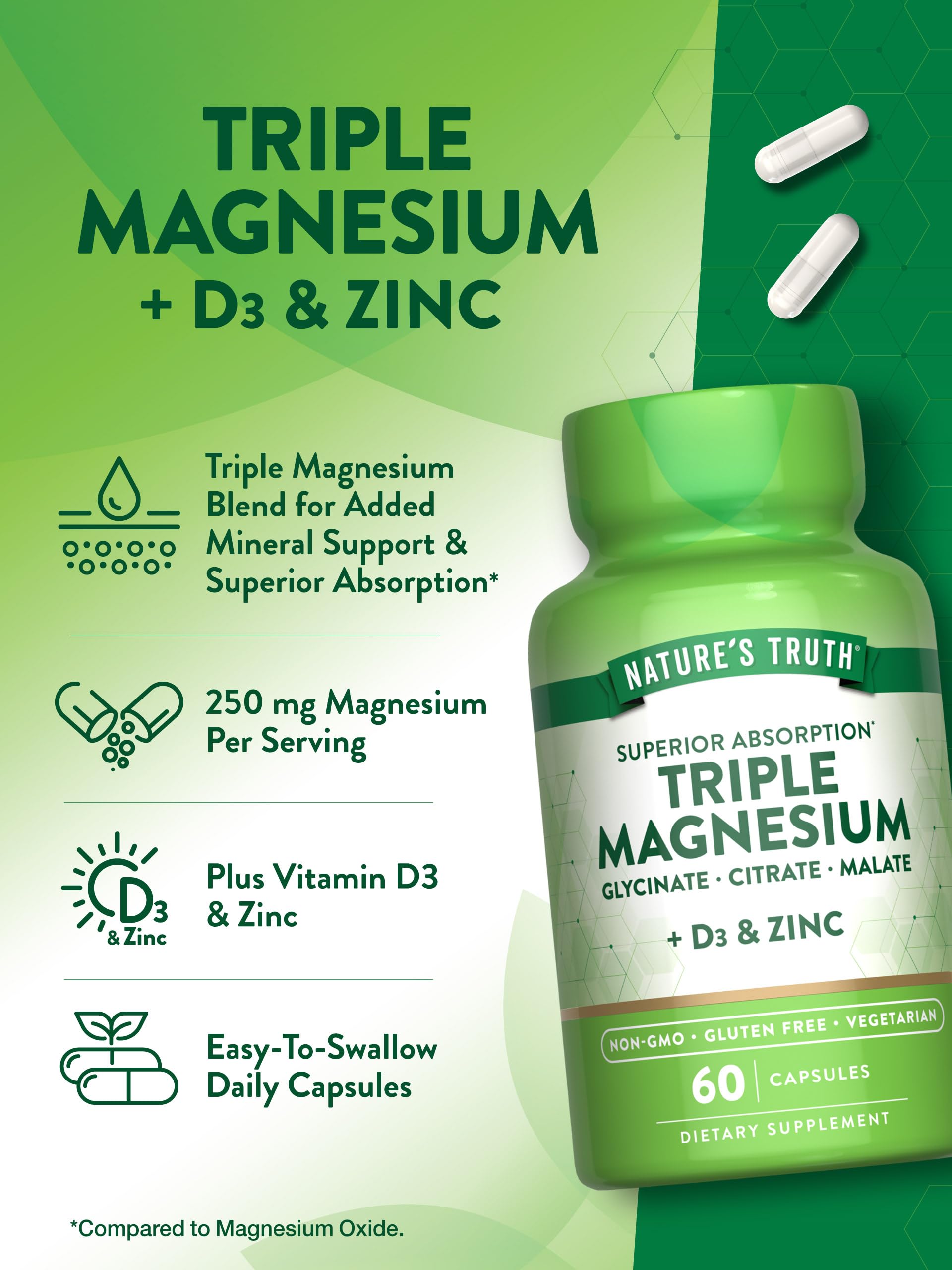 Foto 6 pulgar | Suplemento Nature's Truth Triple Magnesio Complex 60 Cápsulas - Venta Internacional.