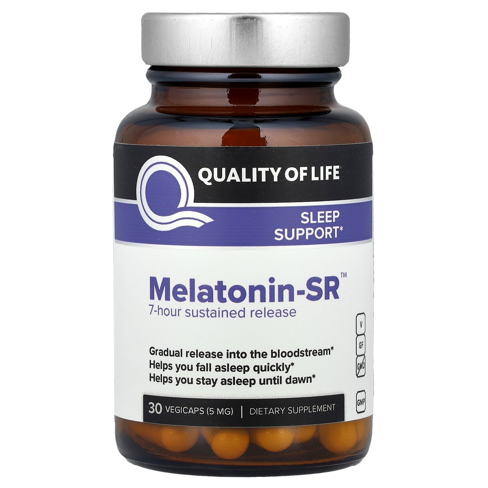 Foto 2 pulgar | Suplemento Quality Of Life Melatonin-sr 5 Mg 30 Cápsulas Vegetarianas - Venta Internacional.