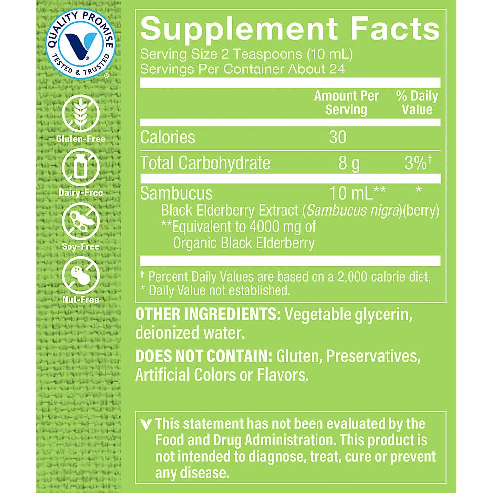 Foto 4 pulgar | Suplemento The Vitamin Shoppe Sambucus Black Elderberry 240 Ml - Venta Internacional.