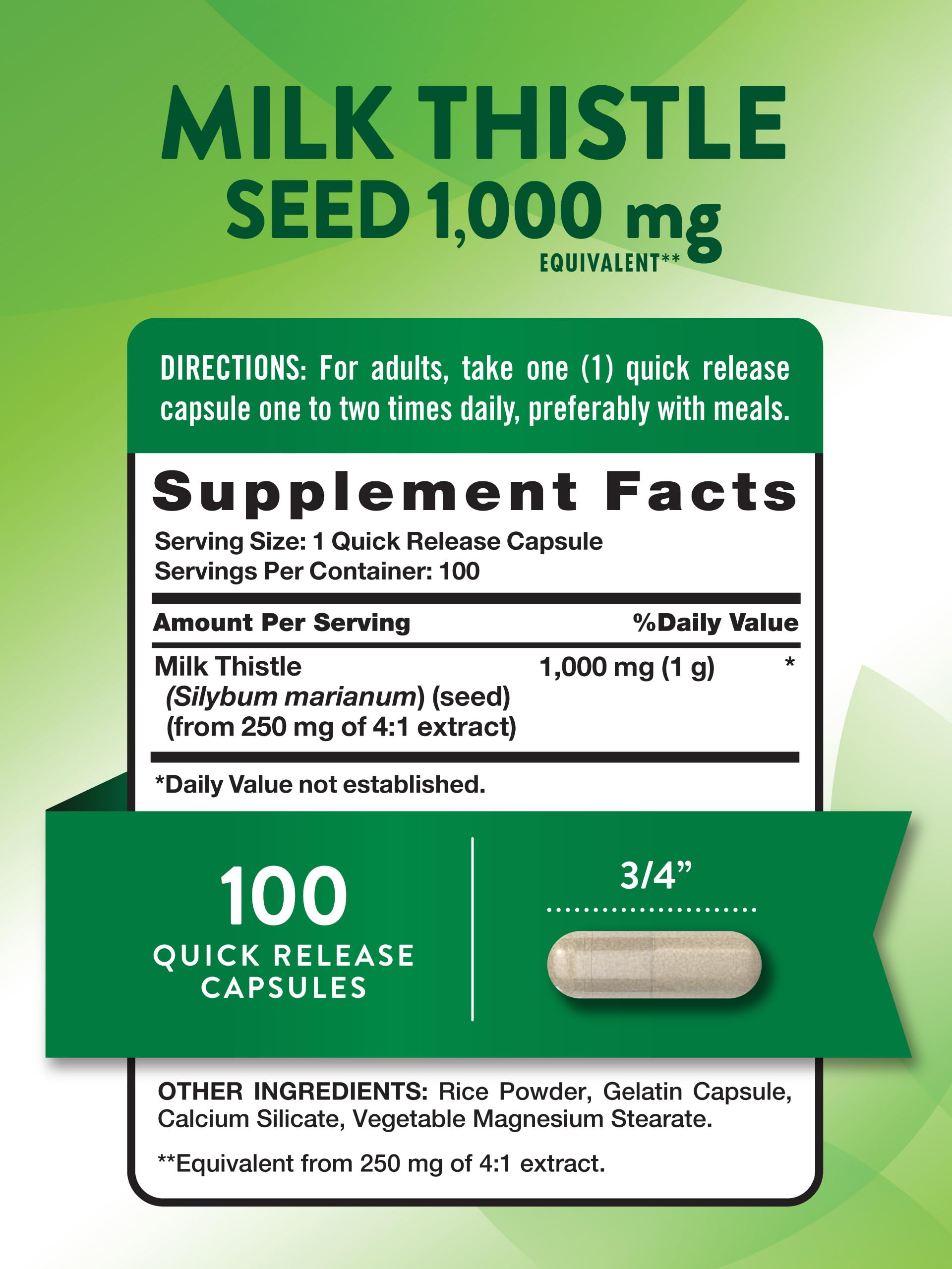 Foto 3 pulgar | Suplemento De Extracto De Cardo Mariano De Nature's Truth, 1000 Mg, 100 Unidades - Venta Internacional.