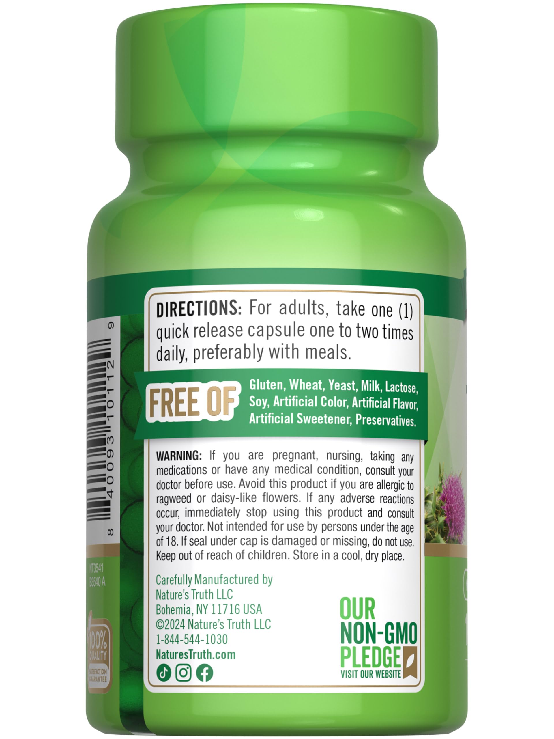 Foto 8 pulgar | Suplemento De Extracto De Cardo Mariano De Nature's Truth, 1000 Mg, 100 Unidades - Venta Internacional.