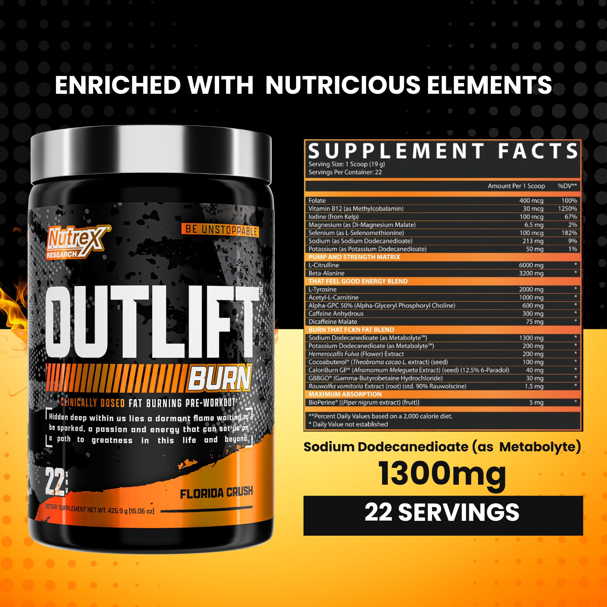 Foto 4 pulgar | Suplemento Para Antes Del Entrenamiento Nutrex Outlift Burn, 22 Porciones - Venta Internacional.