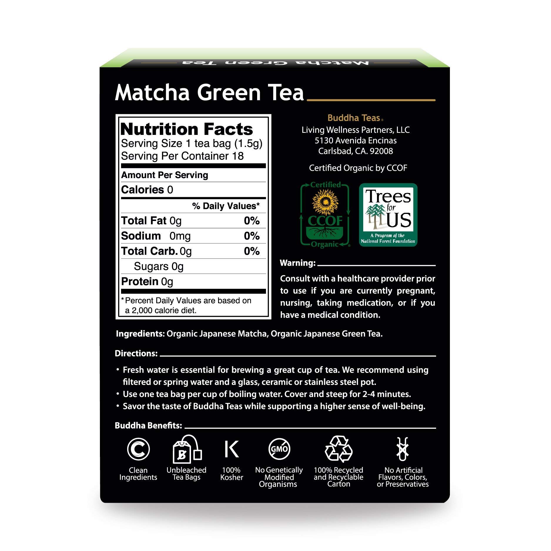 Foto 3 pulgar | Tea Buddha Teas, Té Verde Matcha Orgánico, 18 Bolsitas - Venta Internacional.
