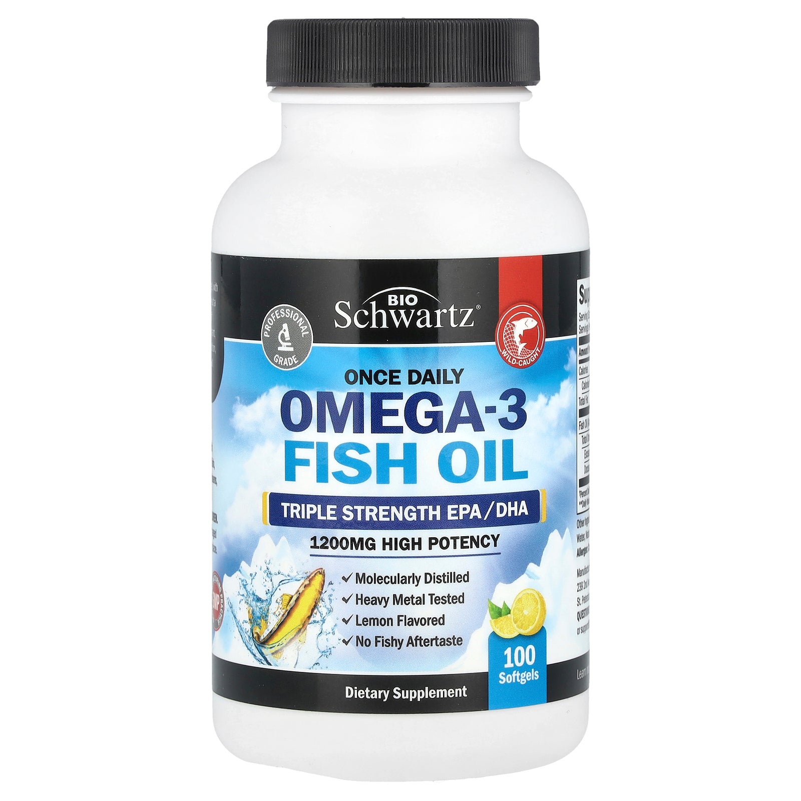 Foto 2 pulgar | Suplemento Bioschwartz De Aceite De Pescado Omega-3 Una Vez Al Día, 1200 Mg, 100 Cápsulas Blandas - Venta Internaciona
