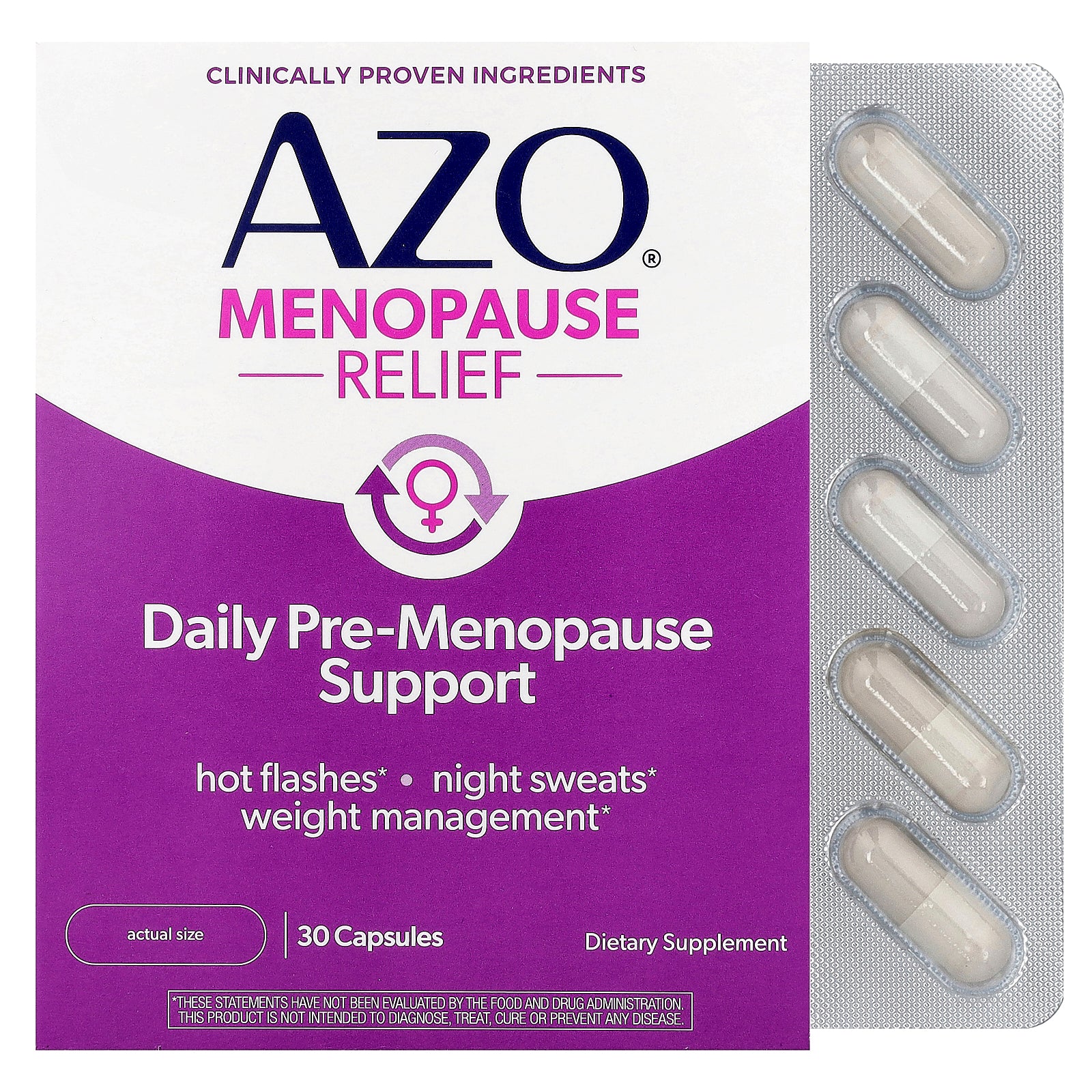 Foto 2 pulgar | Suplemento Azo Menopause Relief 30 Cápsulas - Venta Internacional.