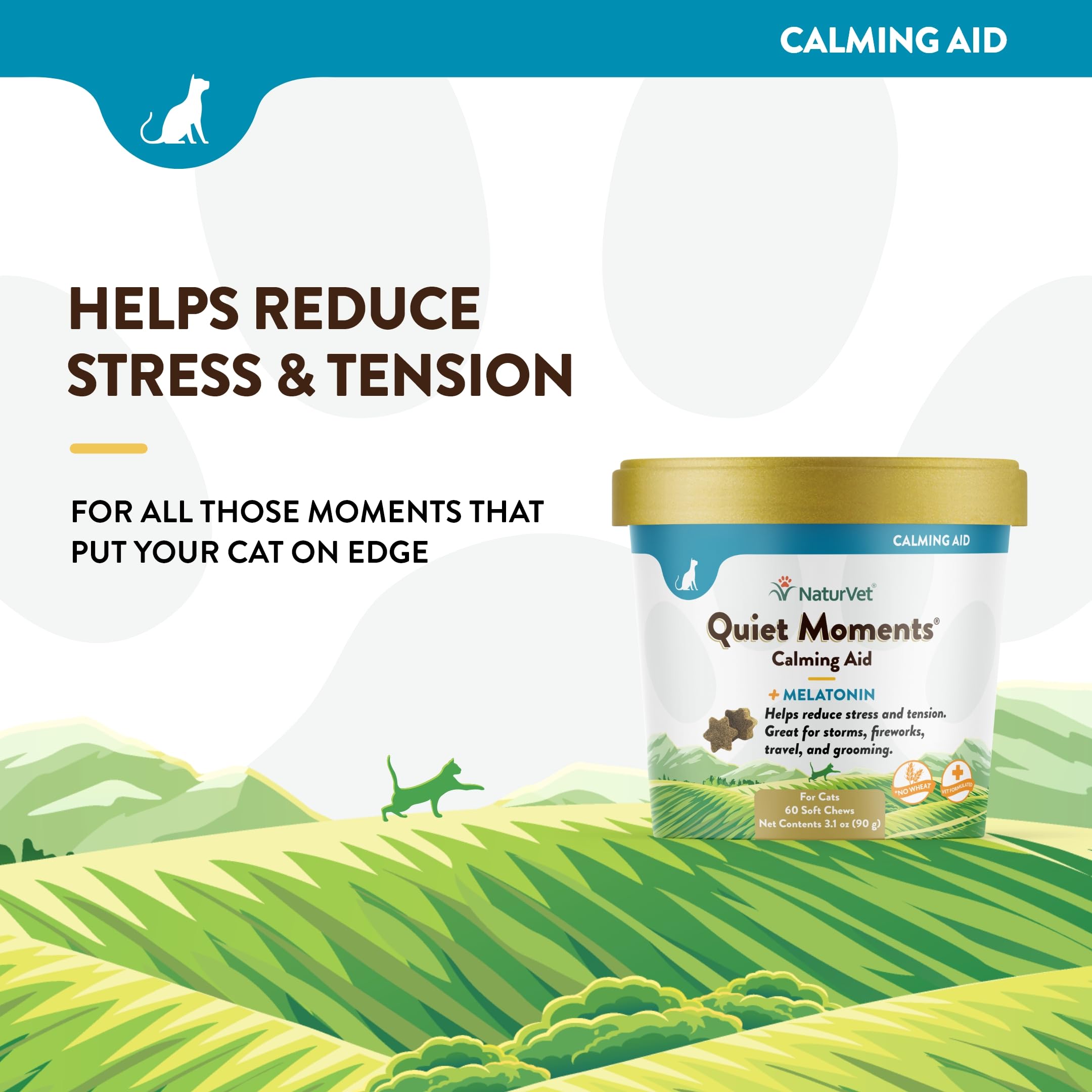 Foto 4 pulgar | Calming Aid Naturvet Quiet Moments Para Gatos Con Melatonina, 60 Comprimidos Masticables - Venta Internacional.