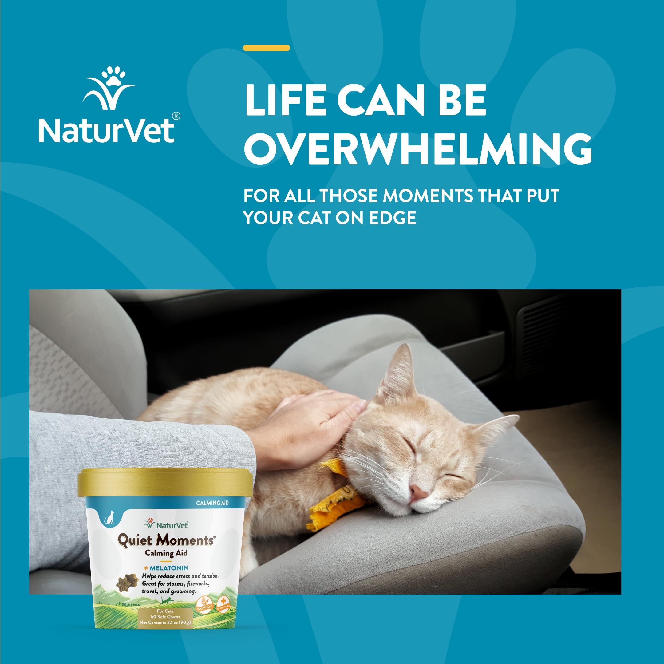 Foto 5 pulgar | Calming Aid Naturvet Quiet Moments Para Gatos Con Melatonina, 60 Comprimidos Masticables - Venta Internacional.