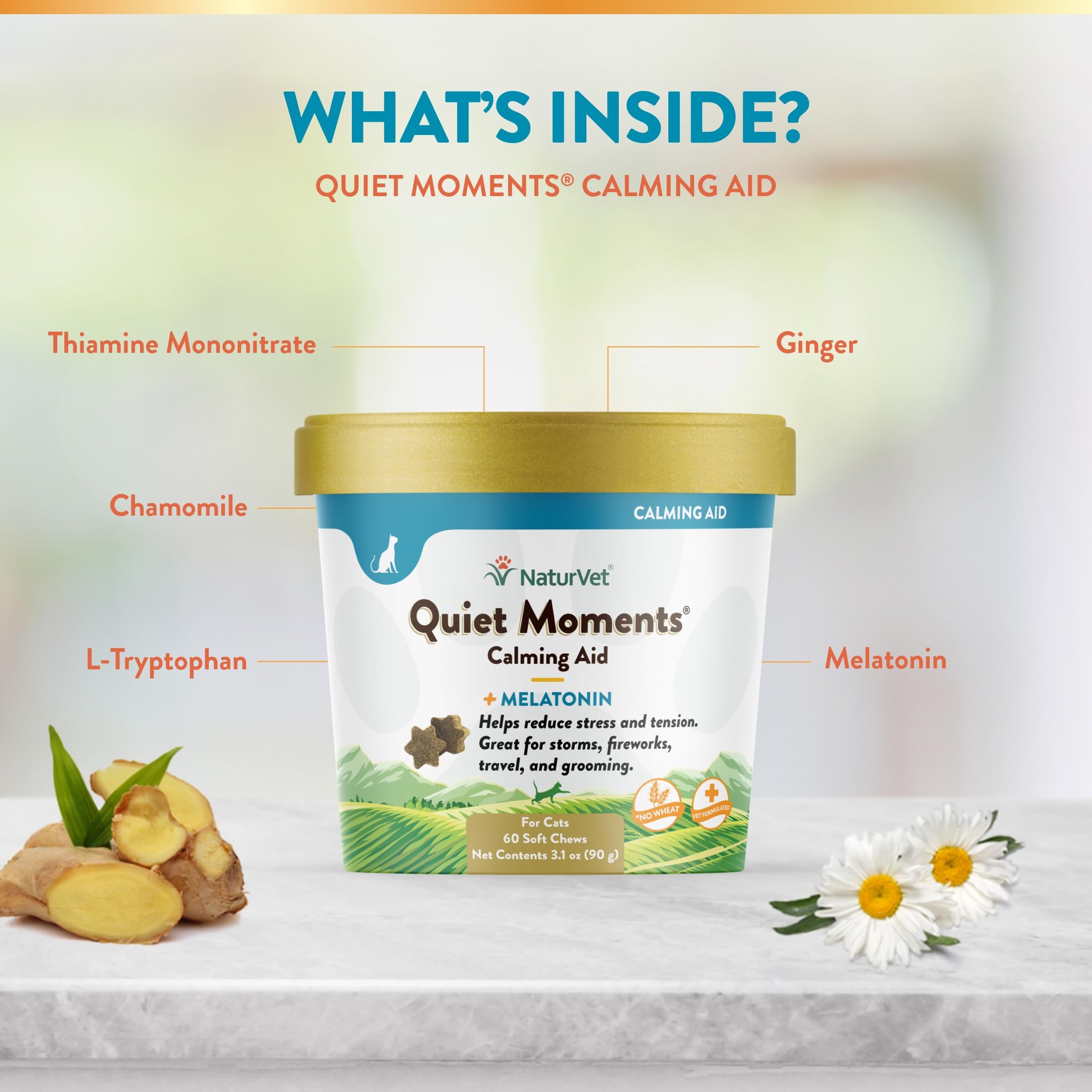 Foto 6 pulgar | Calming Aid Naturvet Quiet Moments Para Gatos Con Melatonina, 60 Comprimidos Masticables - Venta Internacional.