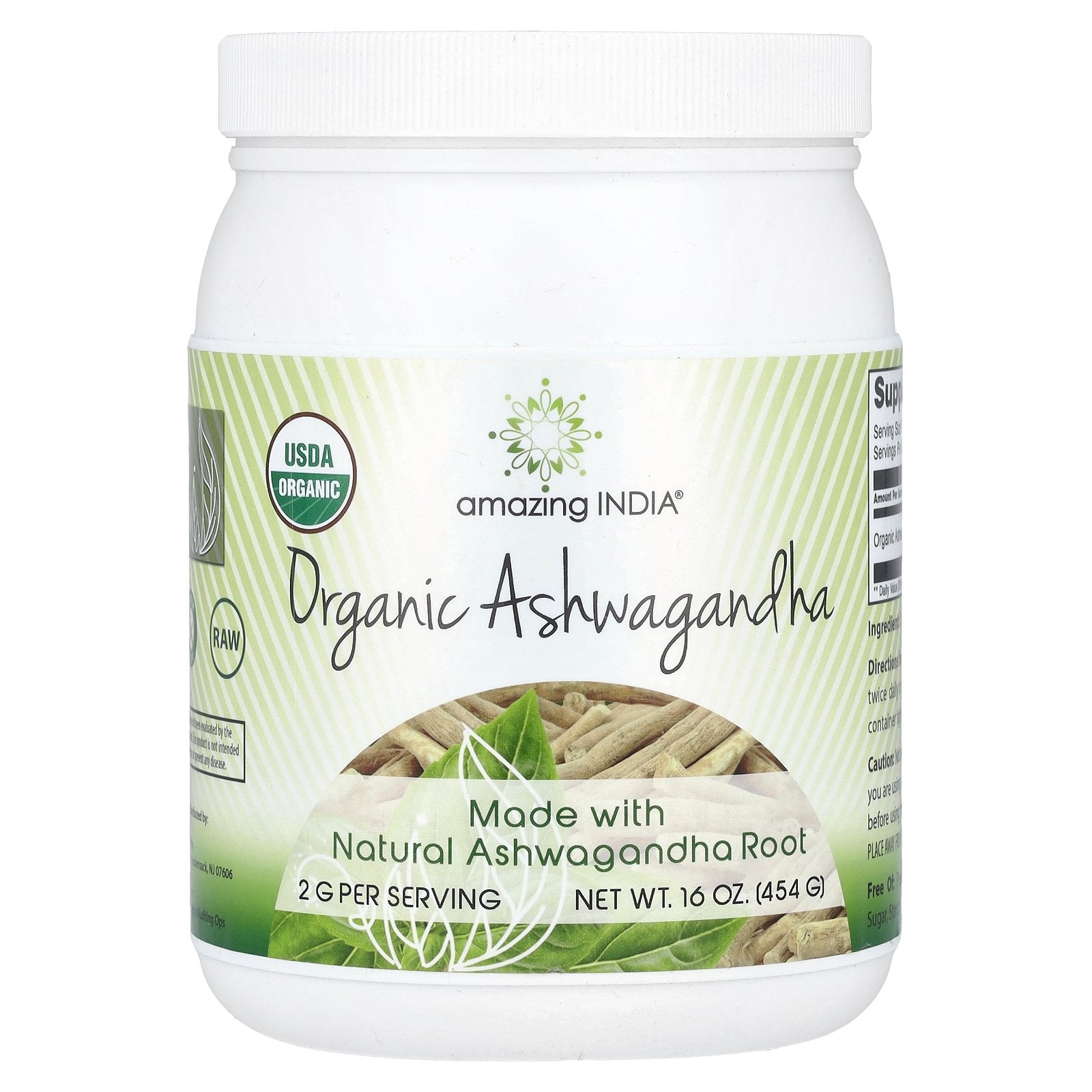 Foto 1 | Suplemento Amazing India Organic Ashwagandha 454g - Venta Internacional.