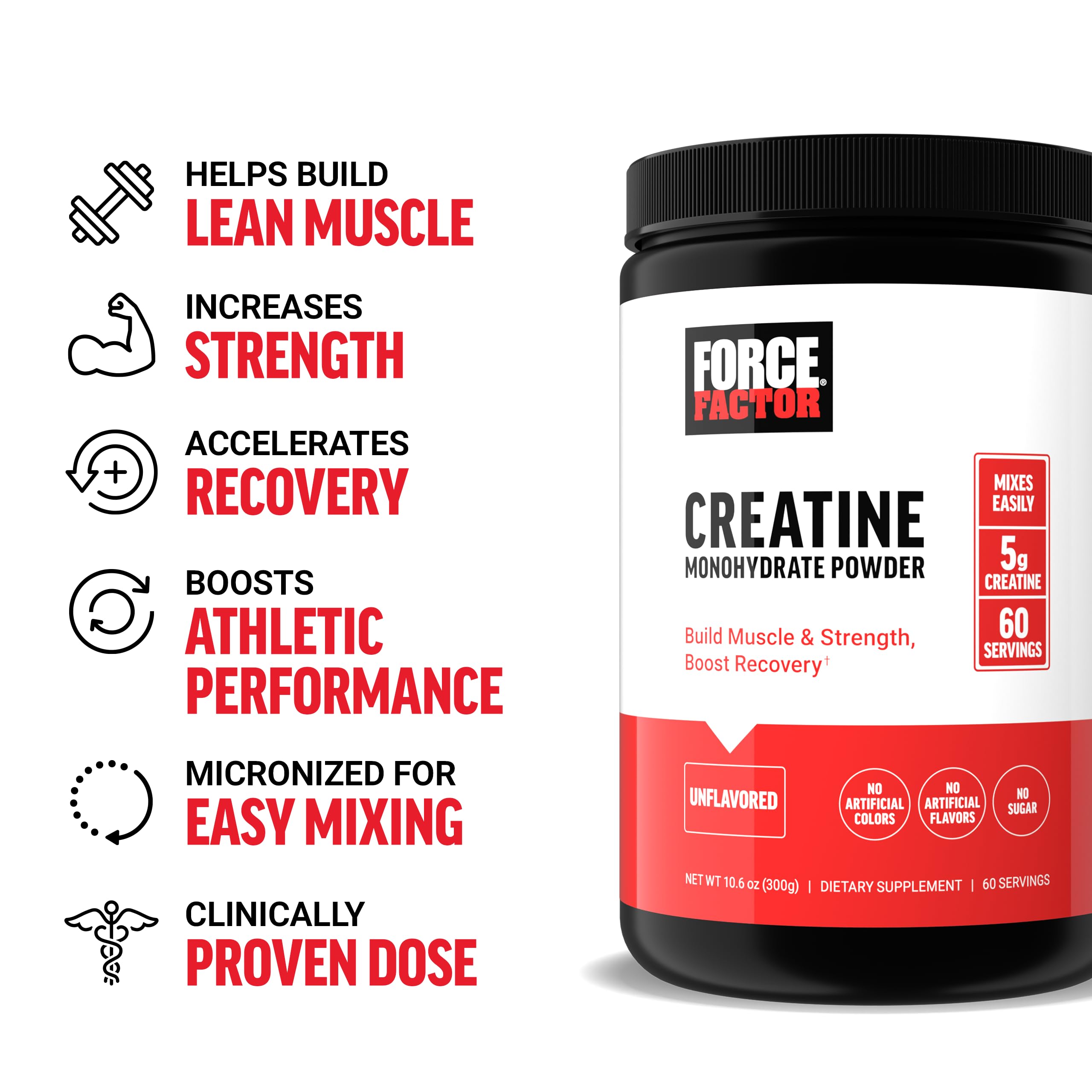 Foto 2 | Creatina En Polvo Force Factor Creatina Monohidrato 300 G - Venta Internacional.